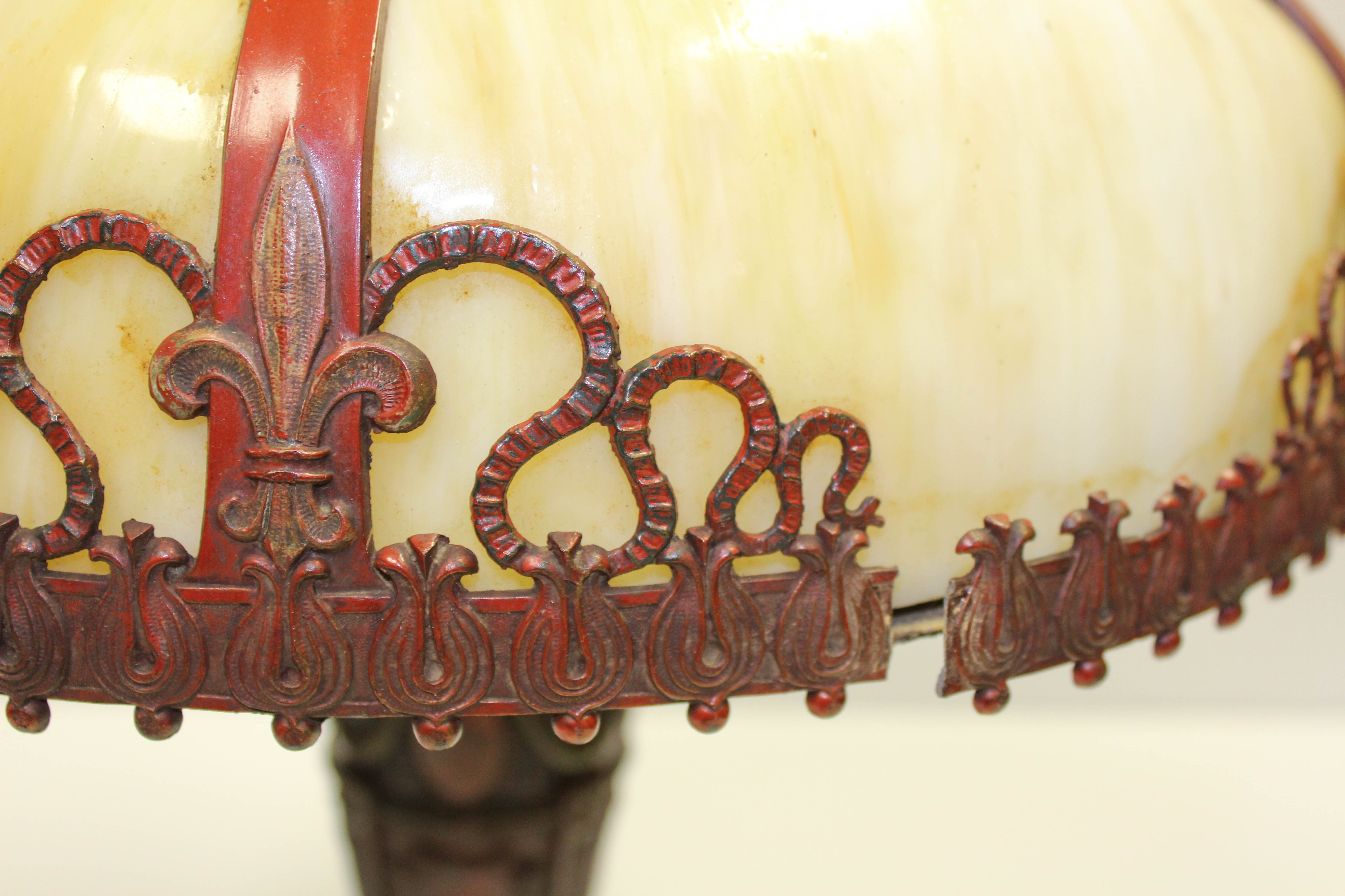 Early 20th Century Slag Glass Table Lamp