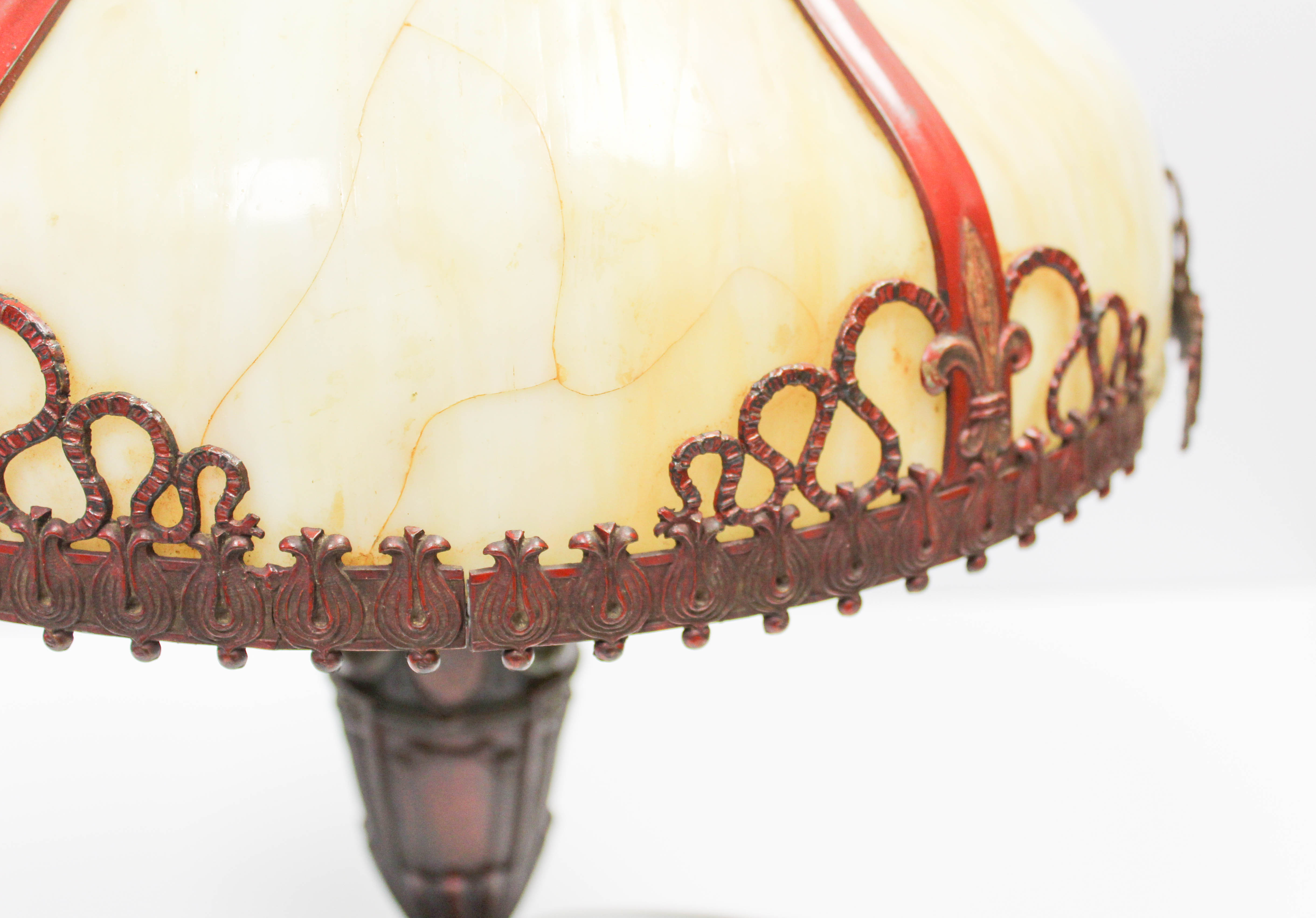 Early 20th Century Slag Glass Table Lamp