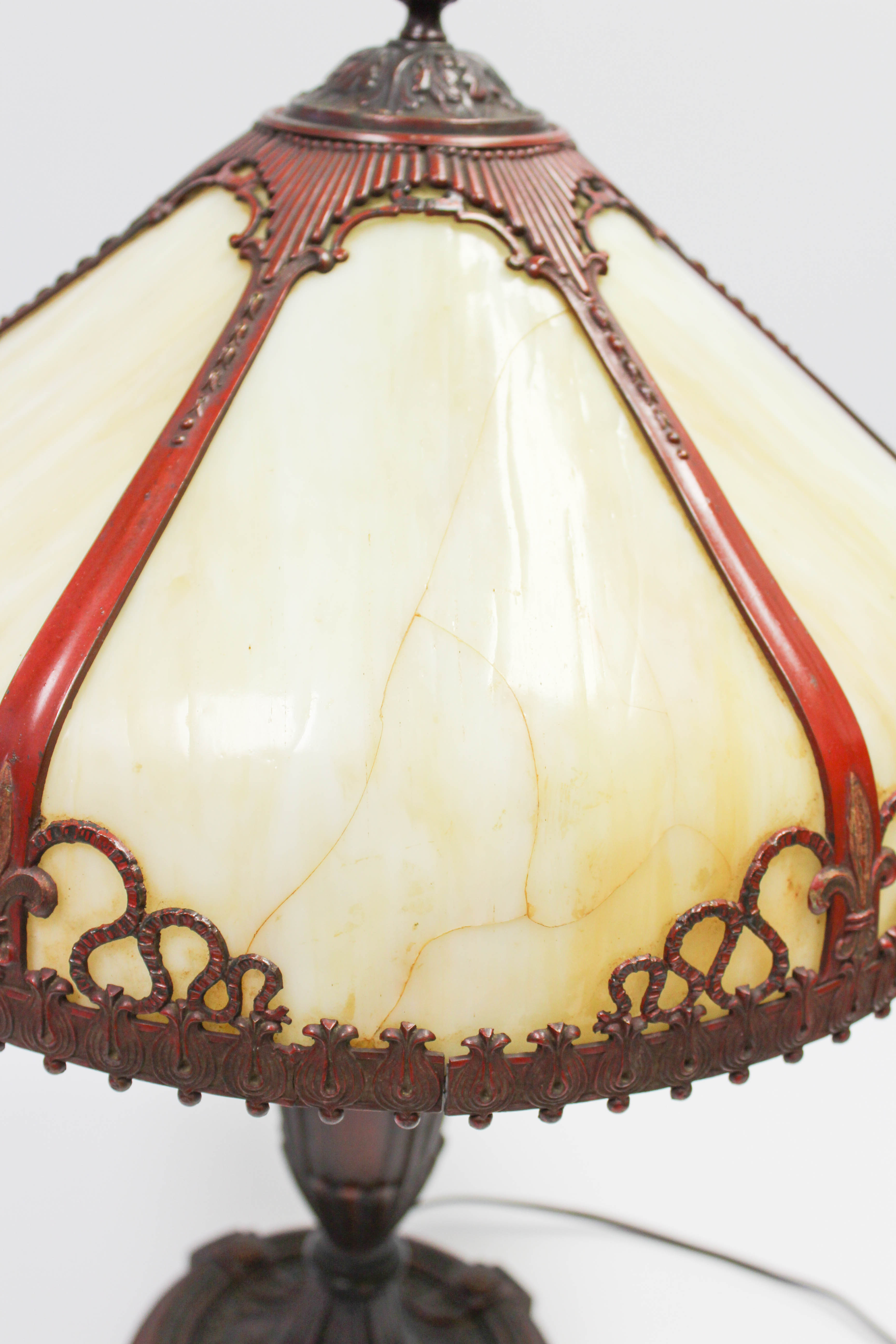 Early 20th Century Slag Glass Table Lamp