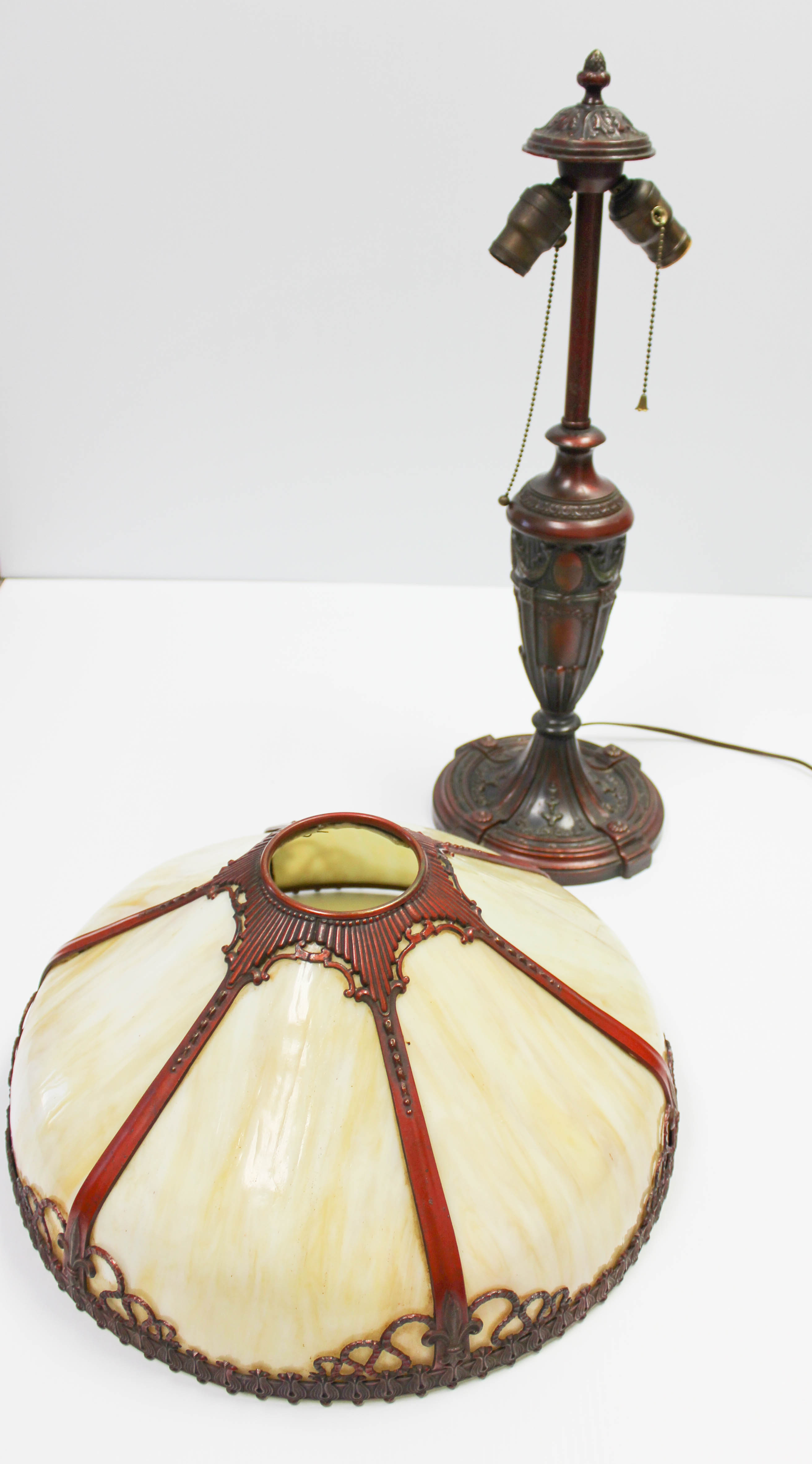 Early 20th Century Slag Glass Table Lamp