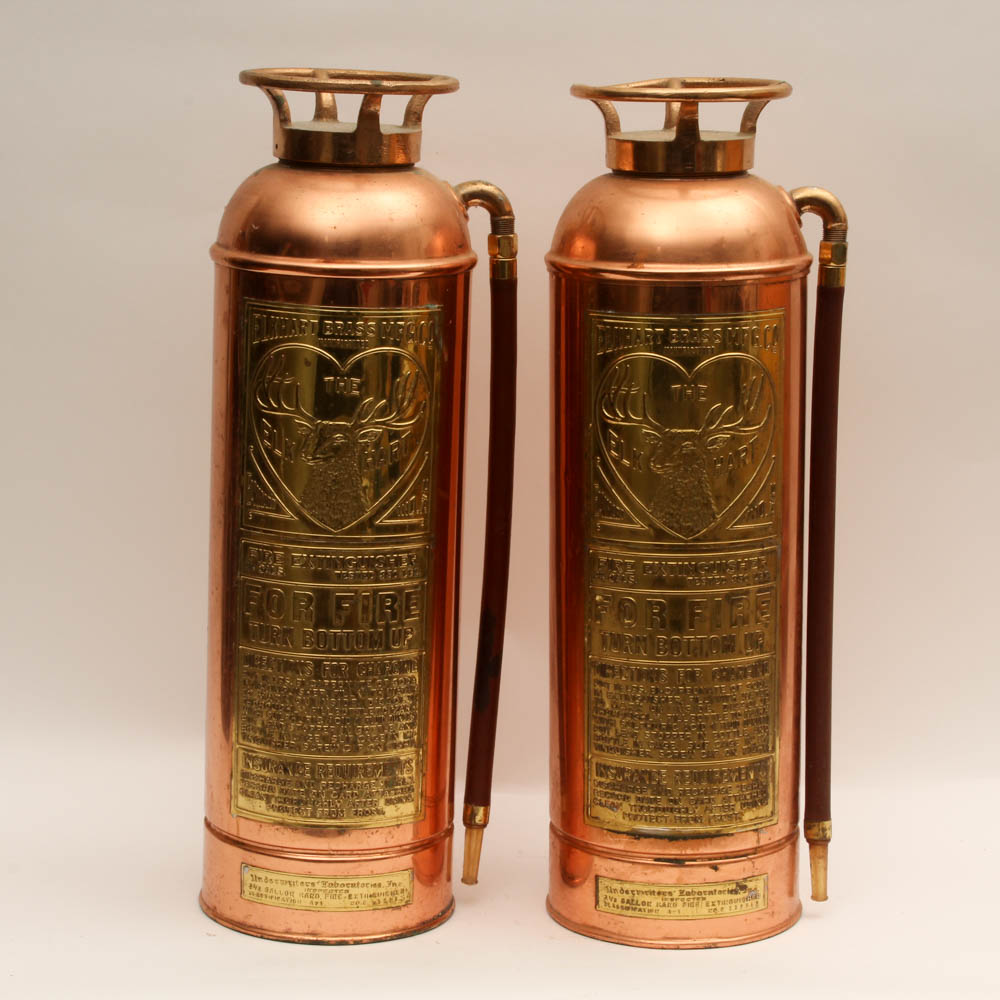 Vintage Elkhart Copper and Brass Fire Extinguishers