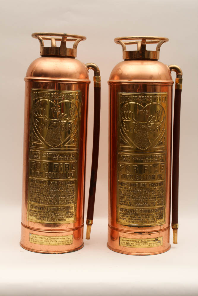 Vintage Elkhart Copper and Brass Fire Extinguishers