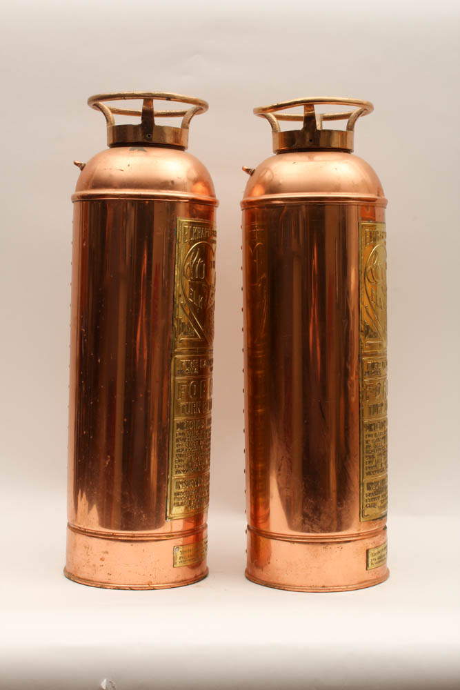 Vintage Elkhart Copper and Brass Fire Extinguishers