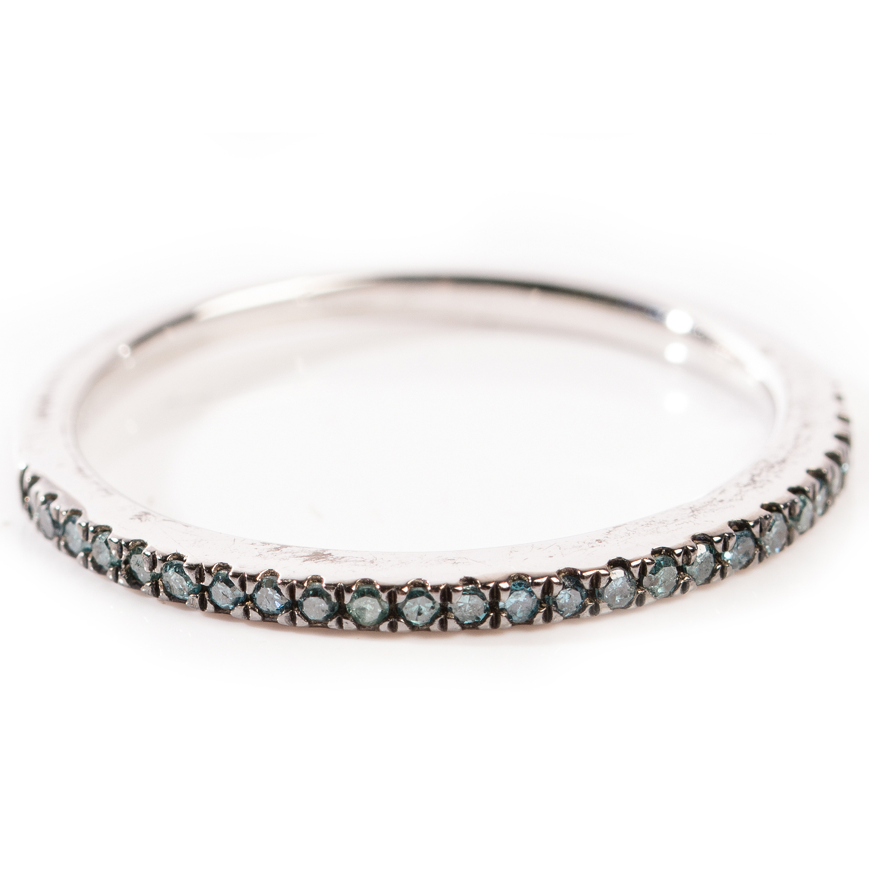 Sterling Silver Irradiated Blue Diamond Band