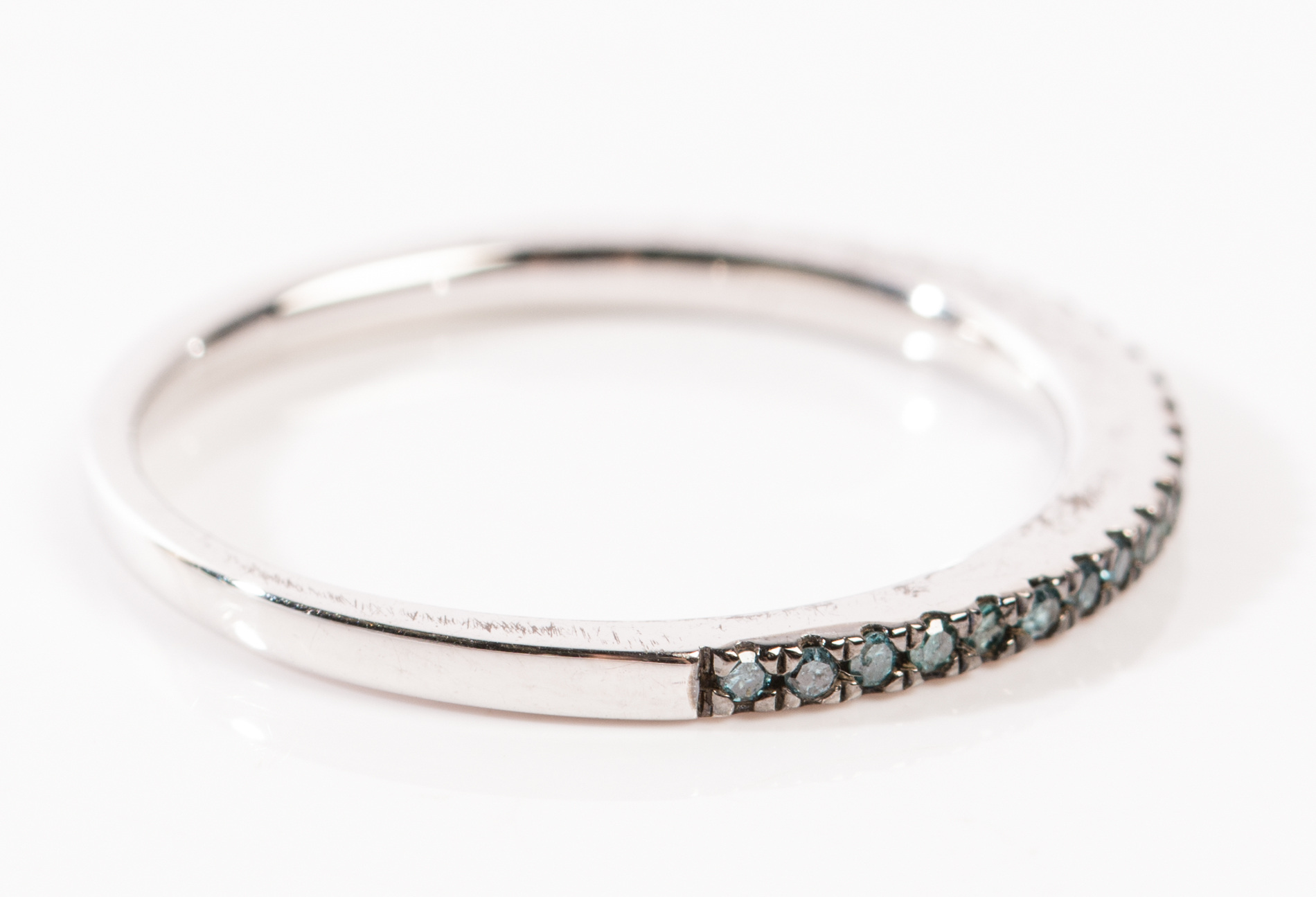 Sterling Silver Irradiated Blue Diamond Band