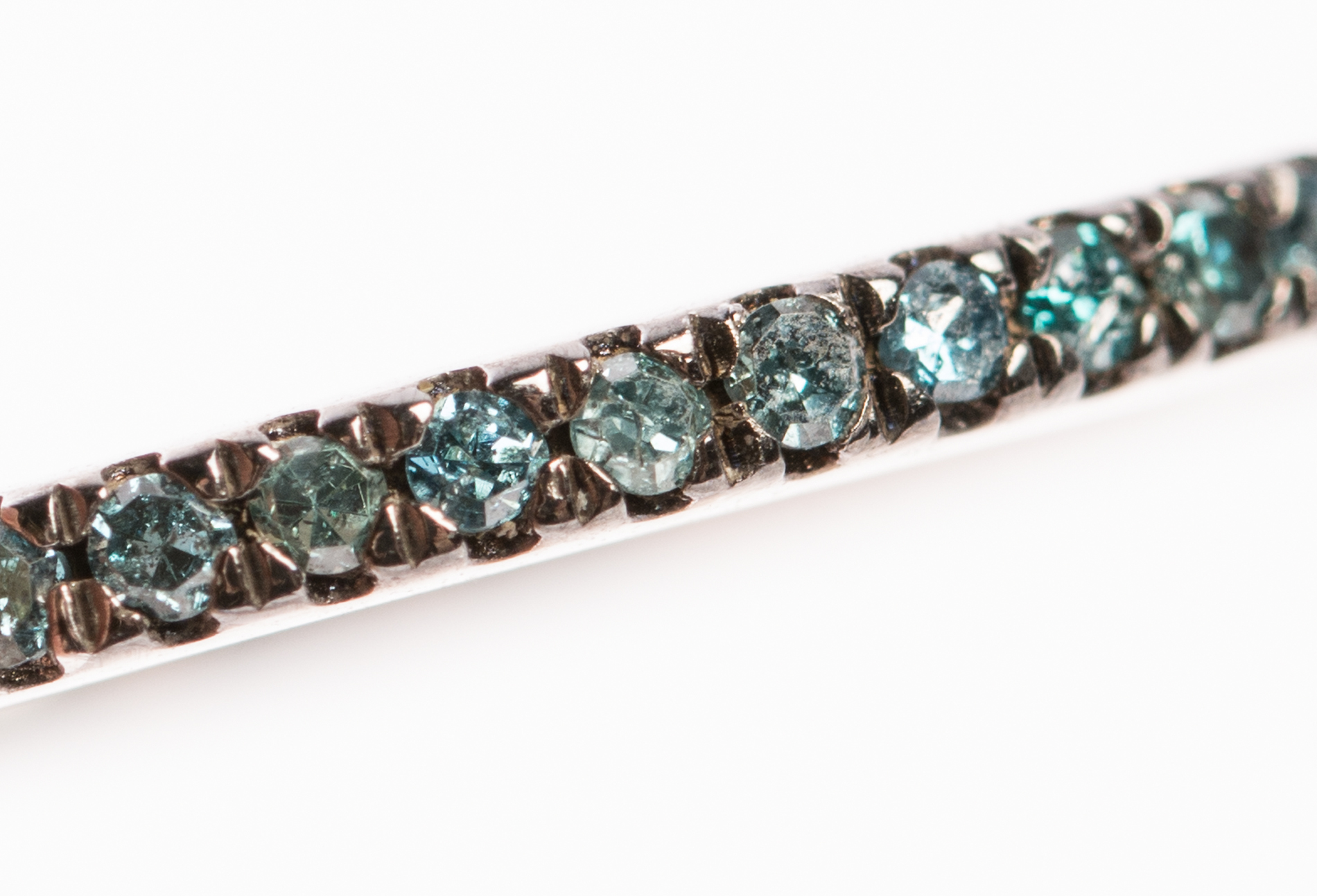 Sterling Silver Irradiated Blue Diamond Band