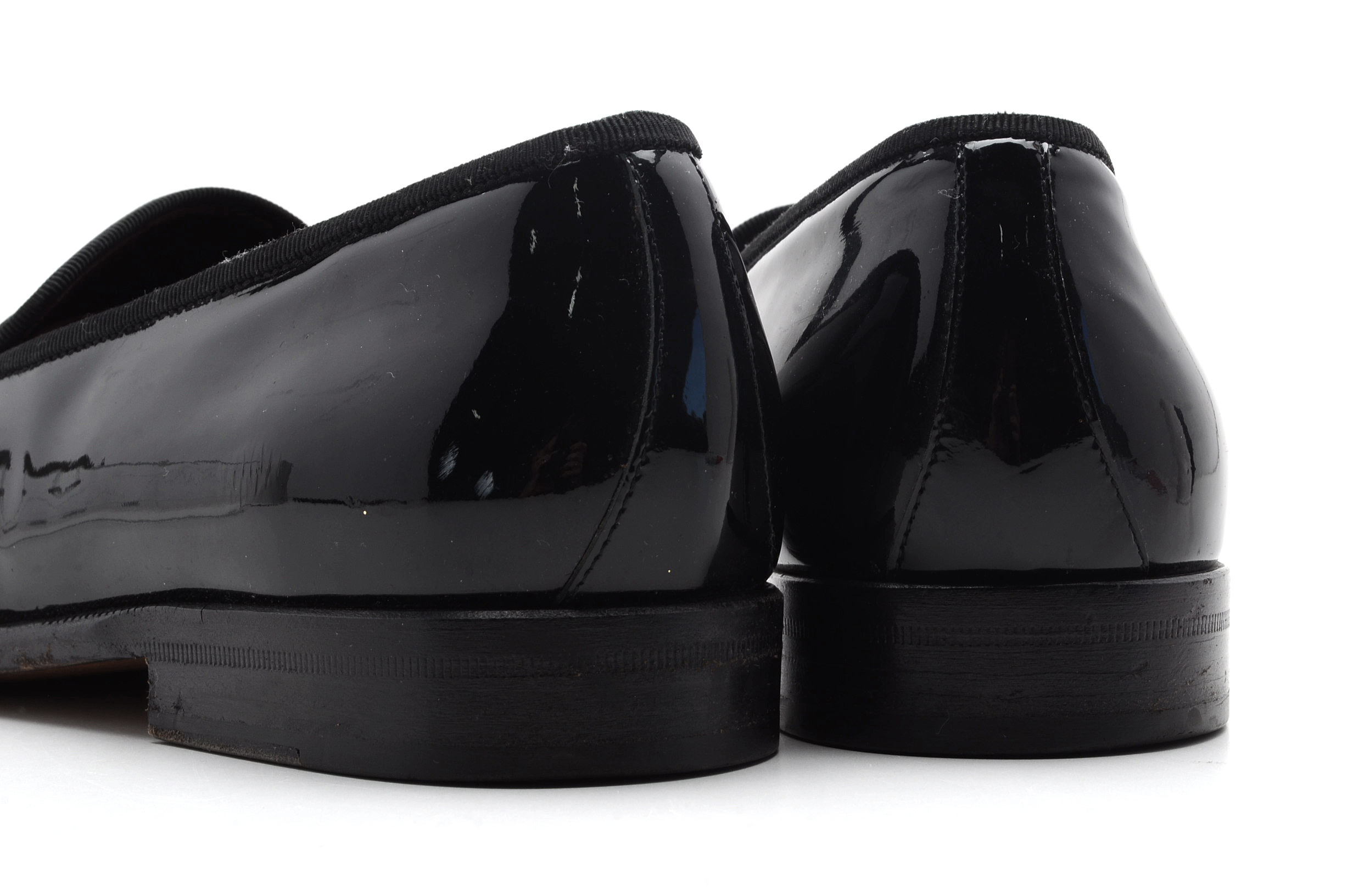 Men's Salvatore Ferragamo Black Patent Leather Tuxedo Loafers, Made in Italy