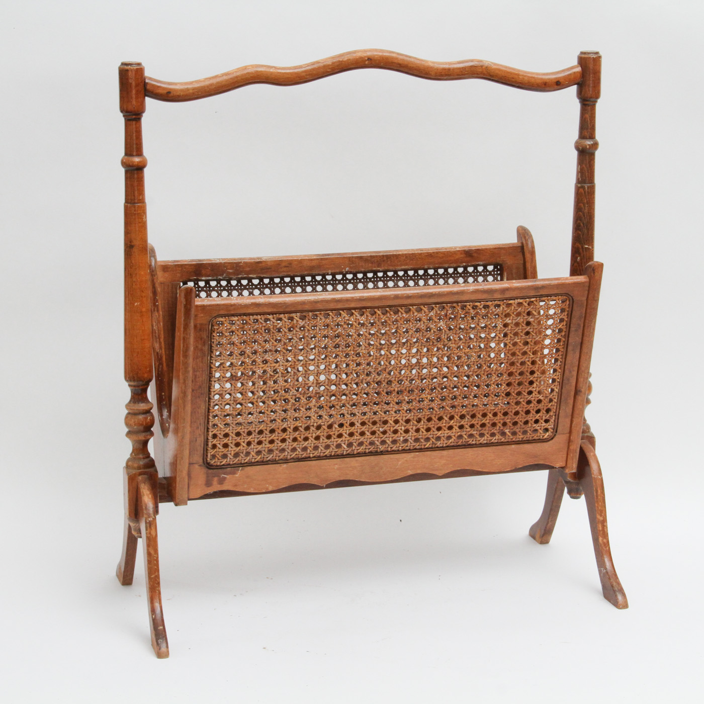 Vintage Caned Magazine Holder