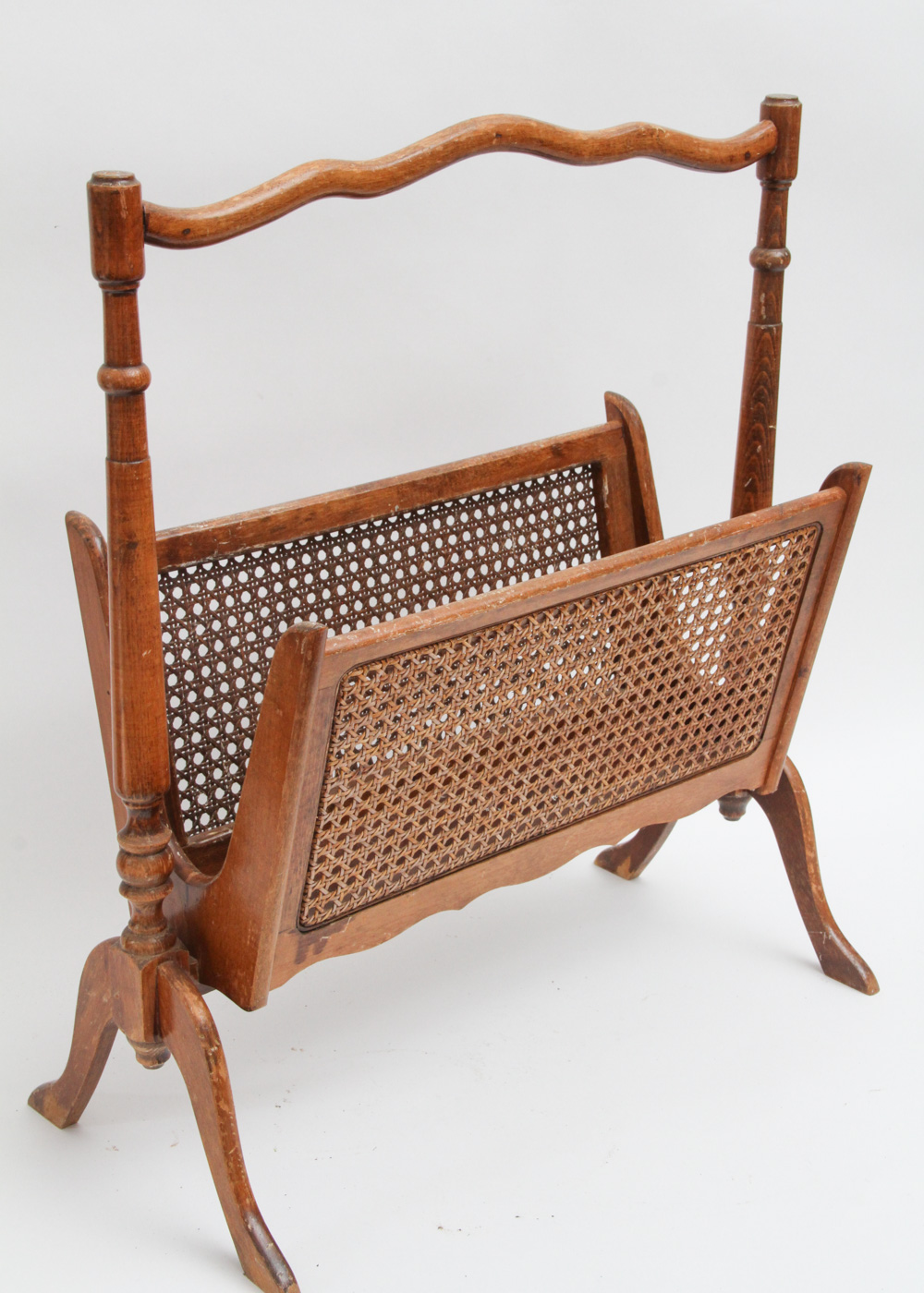Vintage Caned Magazine Holder