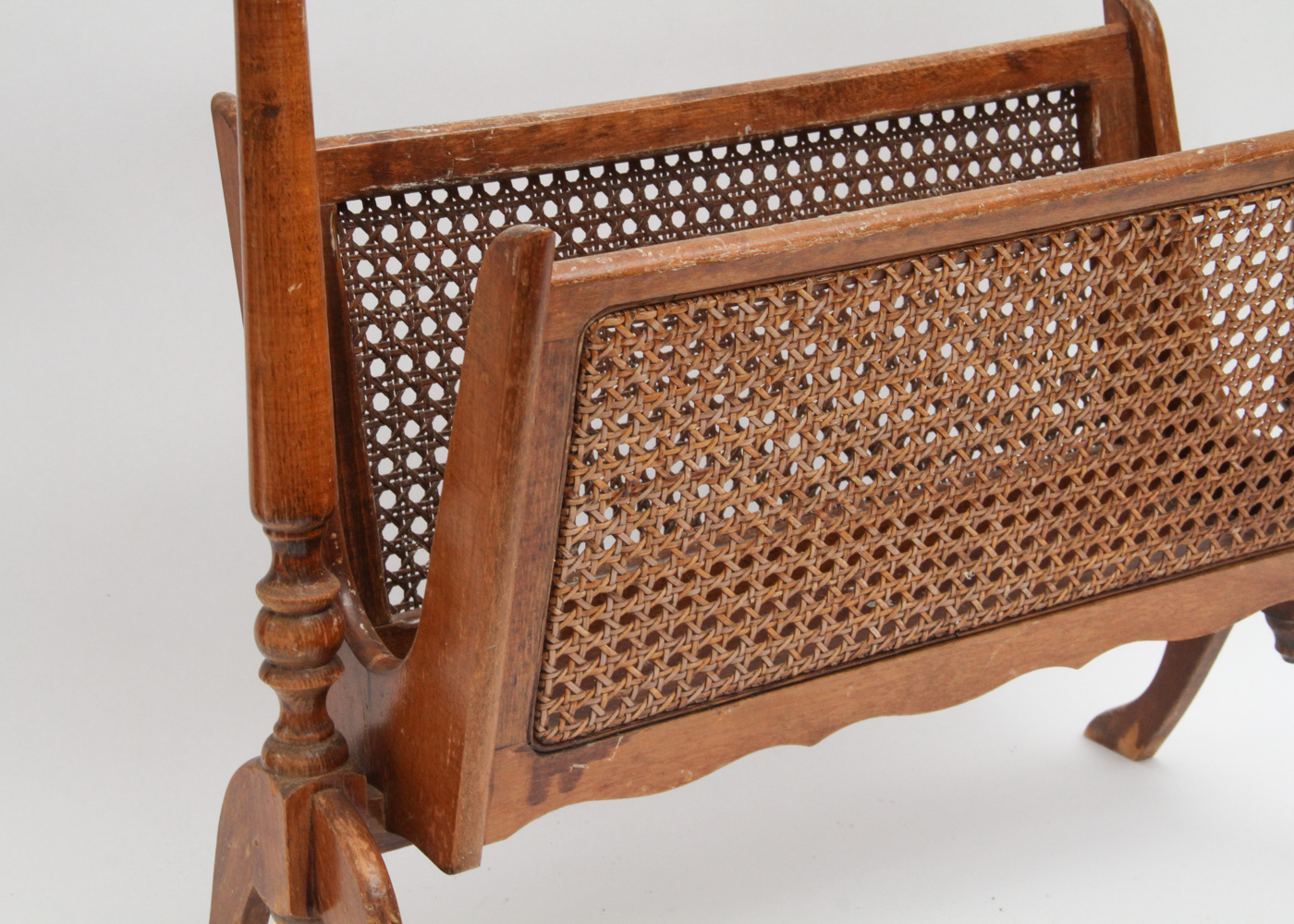 Vintage Caned Magazine Holder