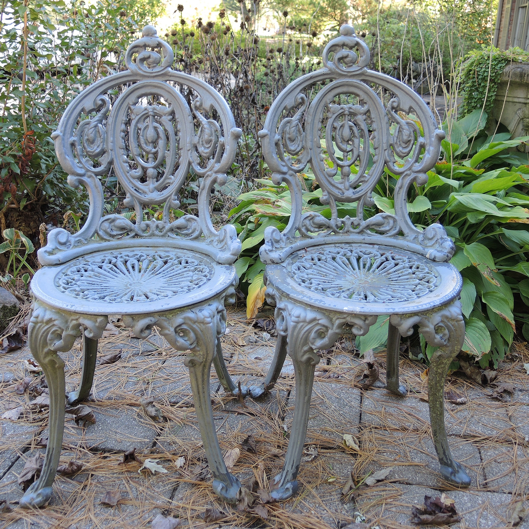 Ornate Vintage Cast Iron Garden Chairs