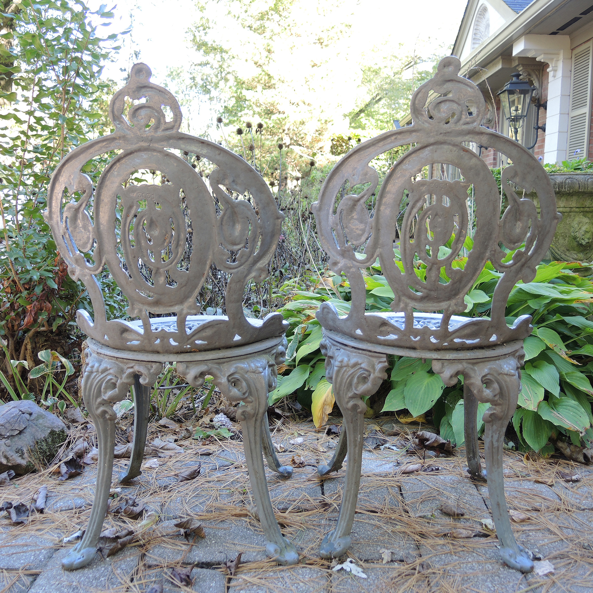 Ornate Vintage Cast Iron Garden Chairs