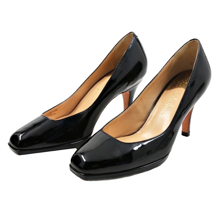 Cole Haan Black Patent Leather Platform Heels with Nike Air Footbed