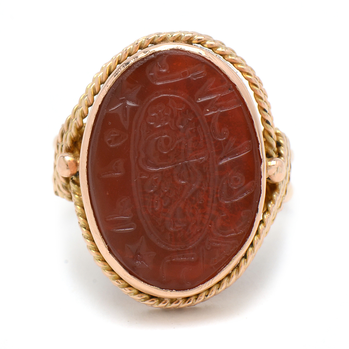 14K Yellow Gold Carnelian Intaglio Ring