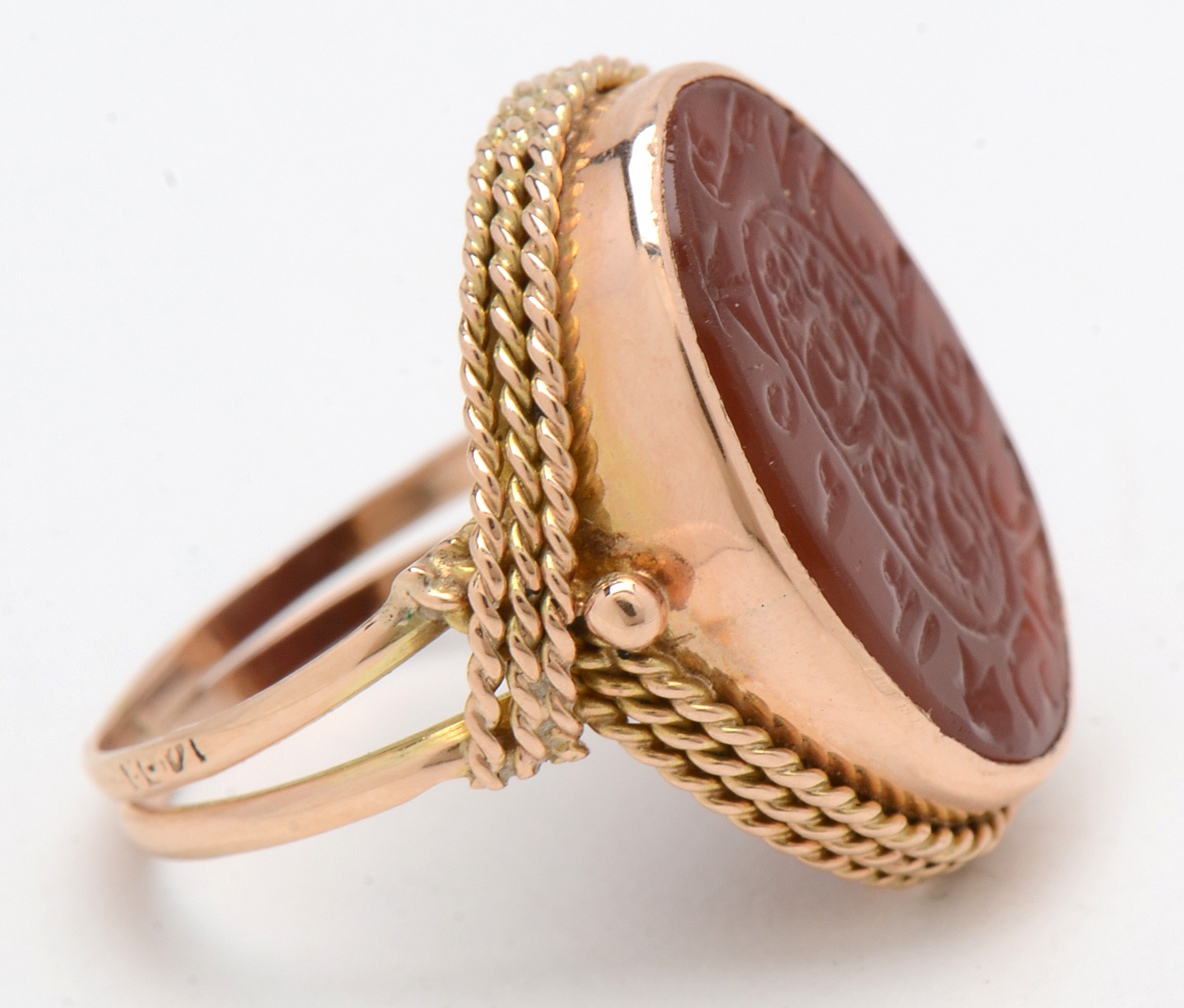 14K Yellow Gold Carnelian Intaglio Ring