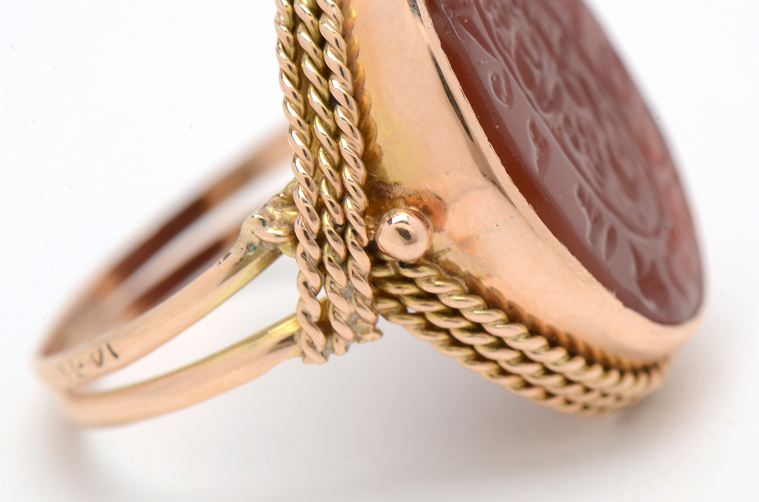 14K Yellow Gold Carnelian Intaglio Ring