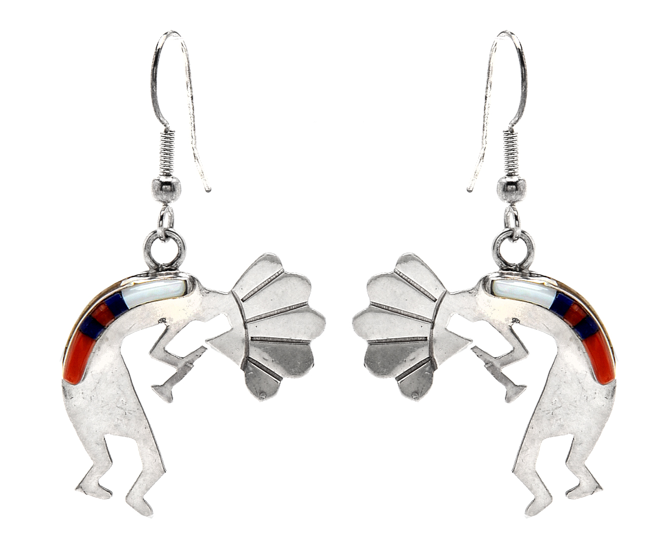 Sterling Silver Kokopelli Pendant Earrings and Cuff Bracelet