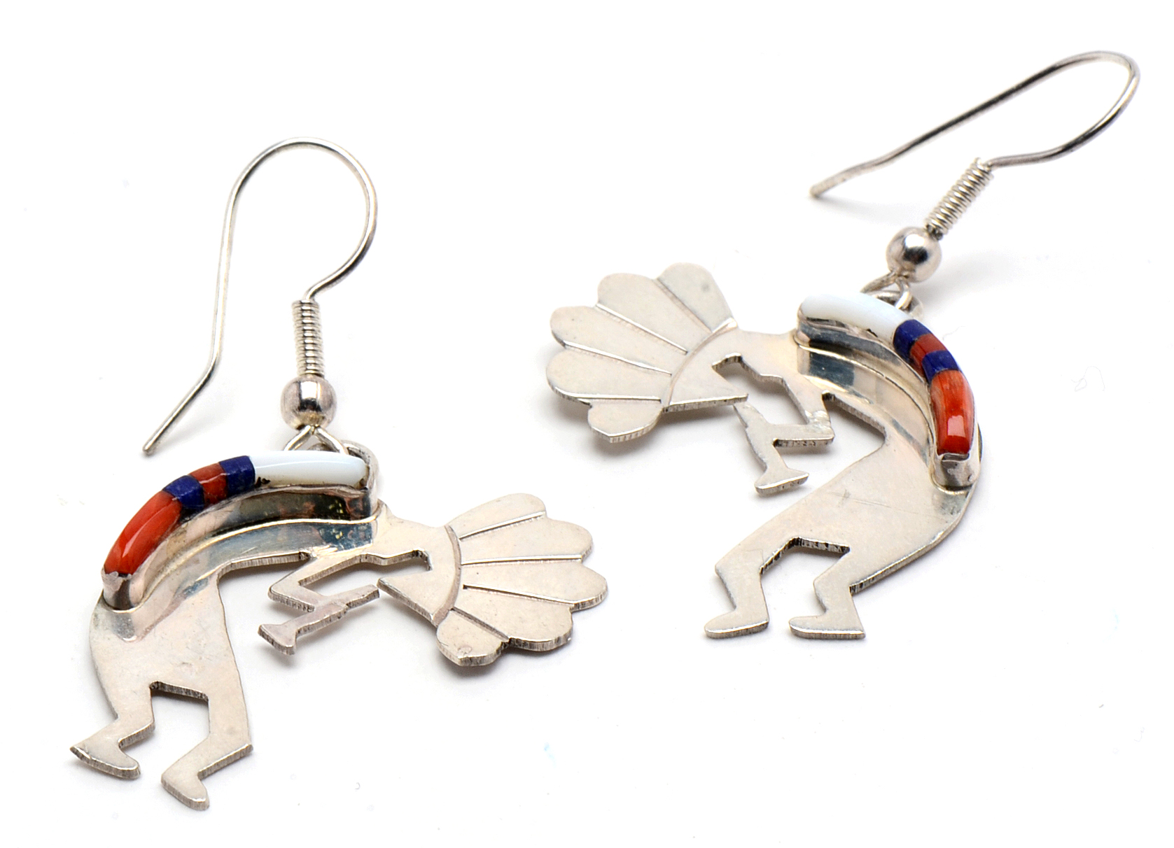 Sterling Silver Kokopelli Pendant Earrings and Cuff Bracelet