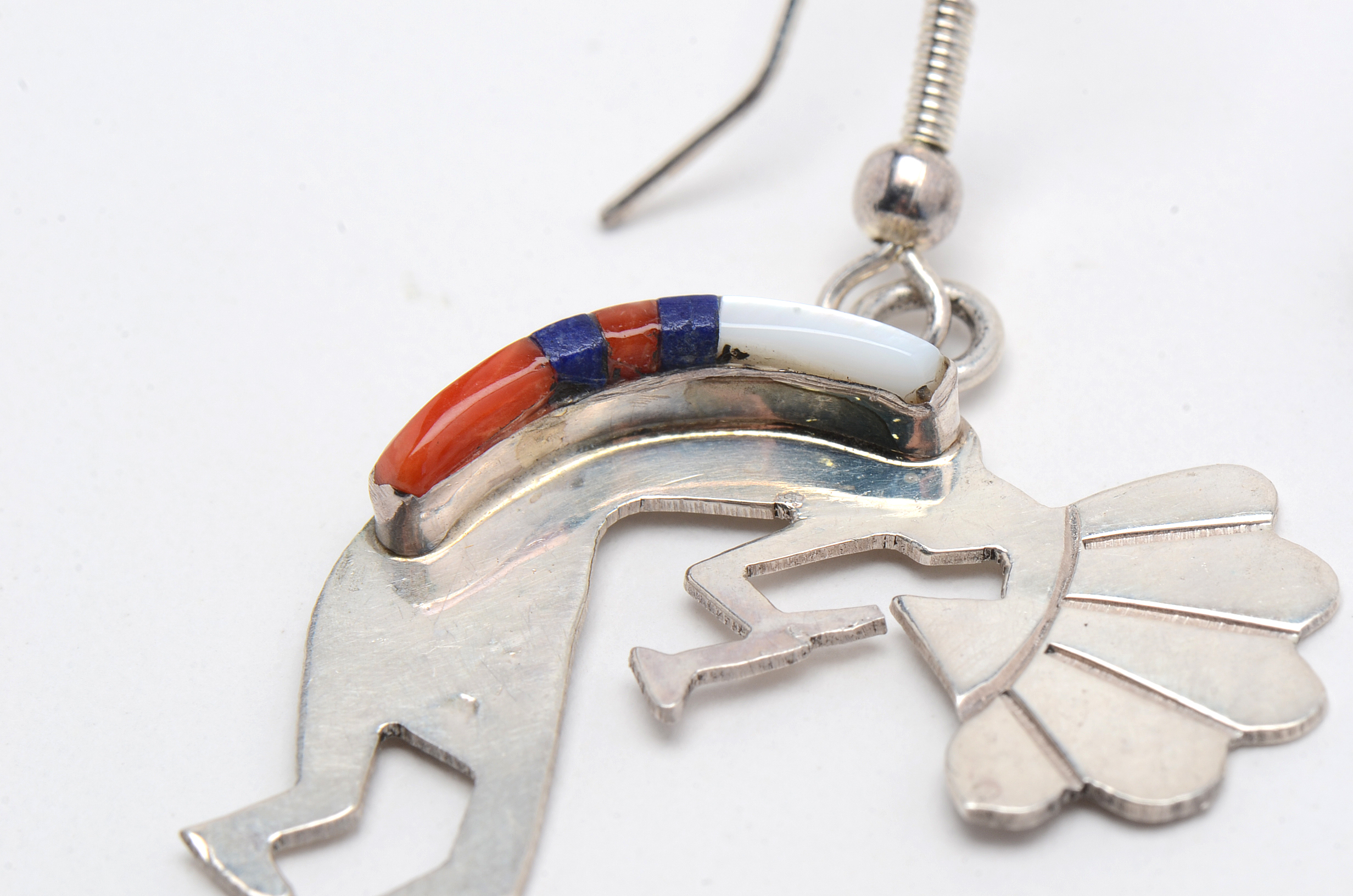 Sterling Silver Kokopelli Pendant Earrings and Cuff Bracelet