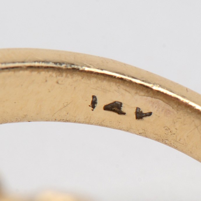 14K Yellow Gold "Love Bird" Ring with Ruby and Sapphire Stones