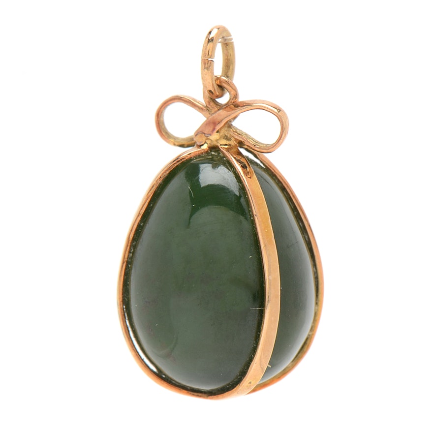 14K Rose Gold and Nephrite Charm