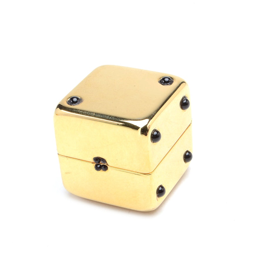 Judith Leiber Gold Filled Dice Trinket Box