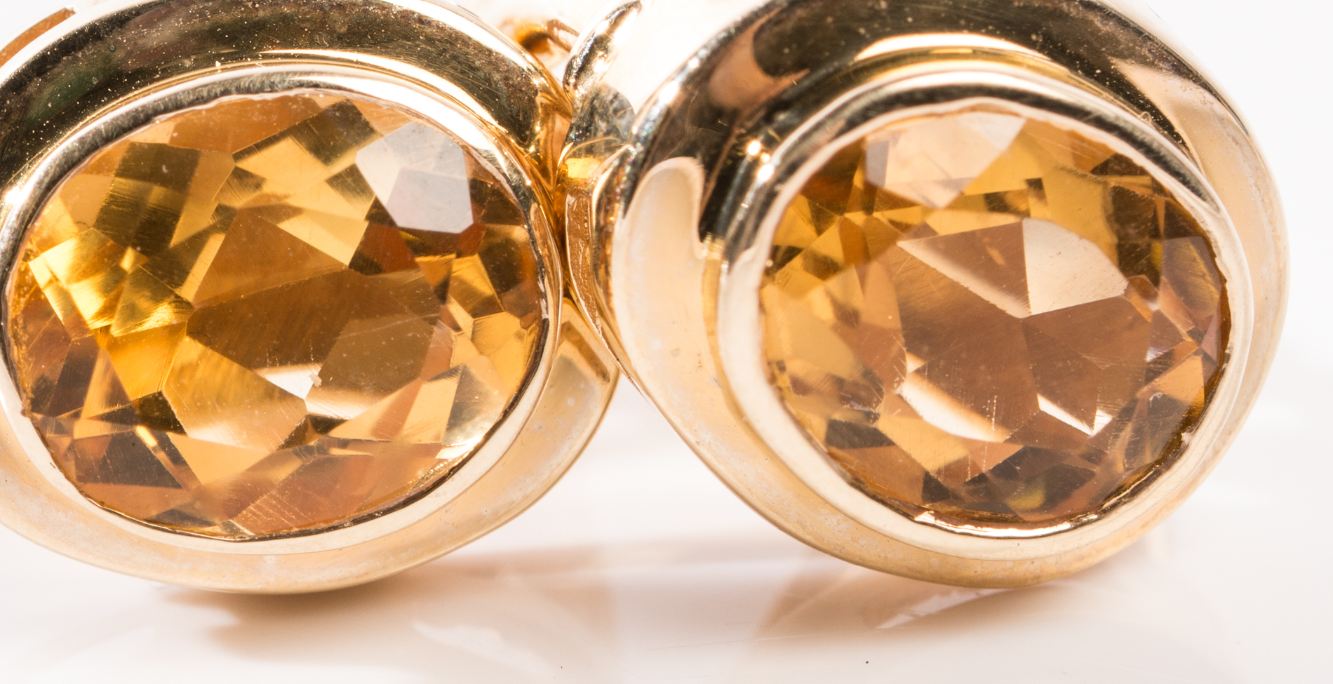 14K Yellow Gold Bezel Set Citrine Earrings