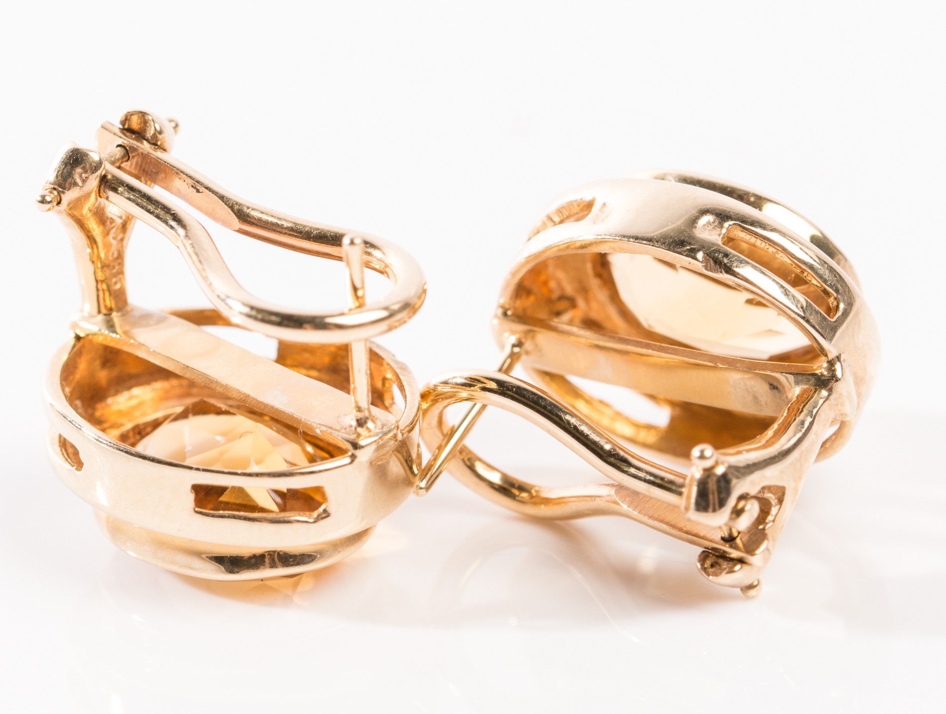 14K Yellow Gold Bezel Set Citrine Earrings