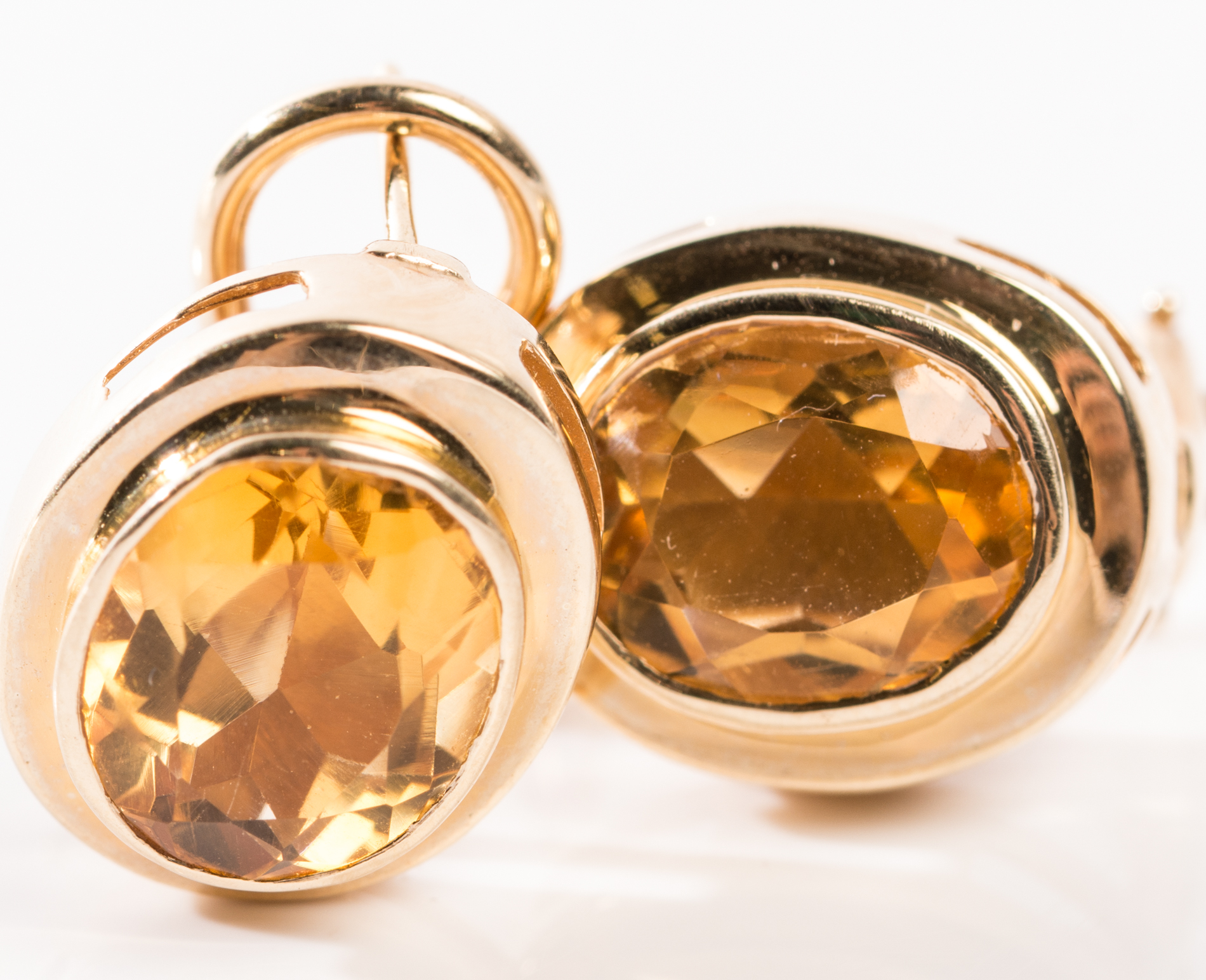 14K Yellow Gold Bezel Set Citrine Earrings