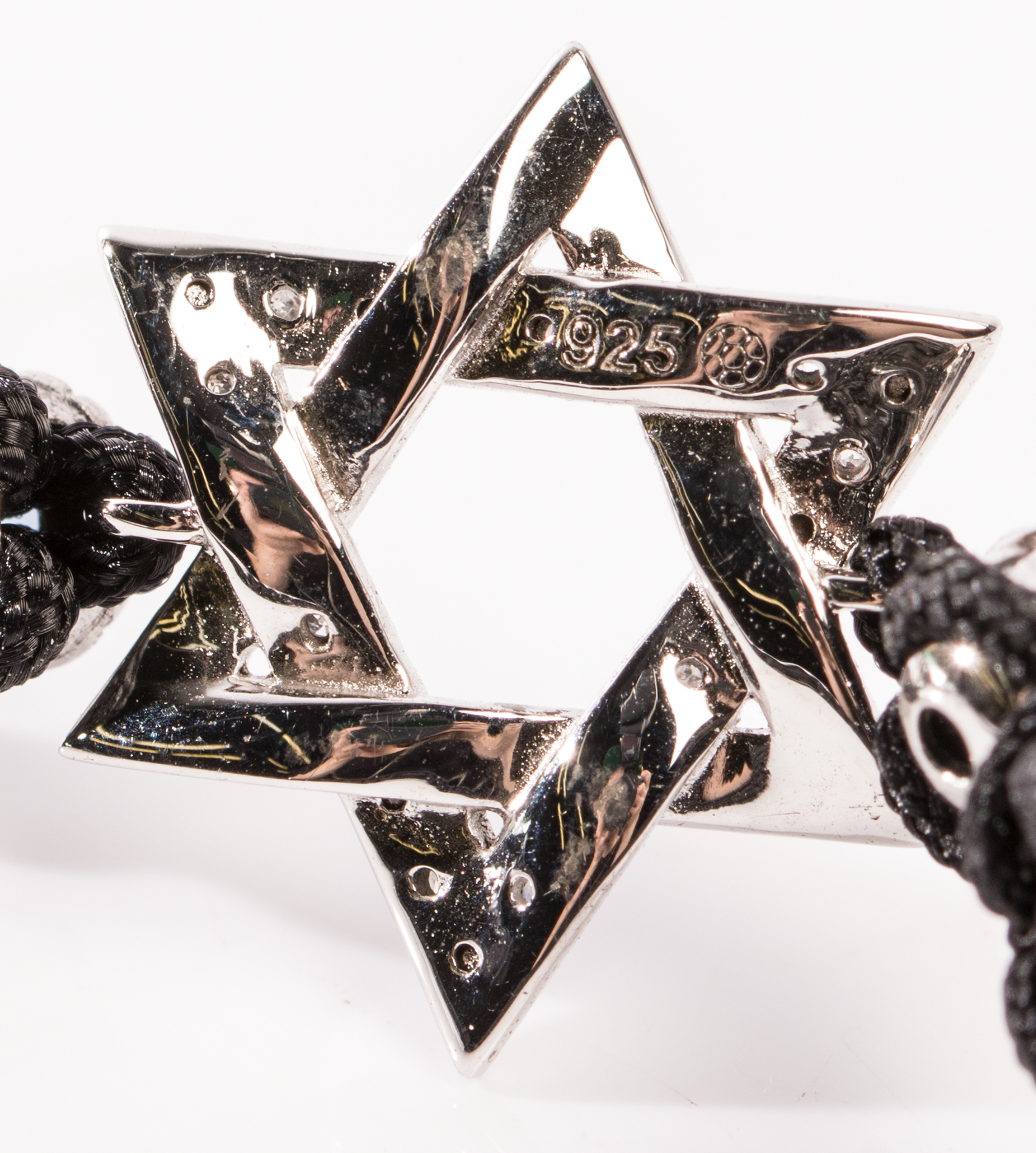 Sterling Silver Star of David Diamond  and Sapphire Bracelet