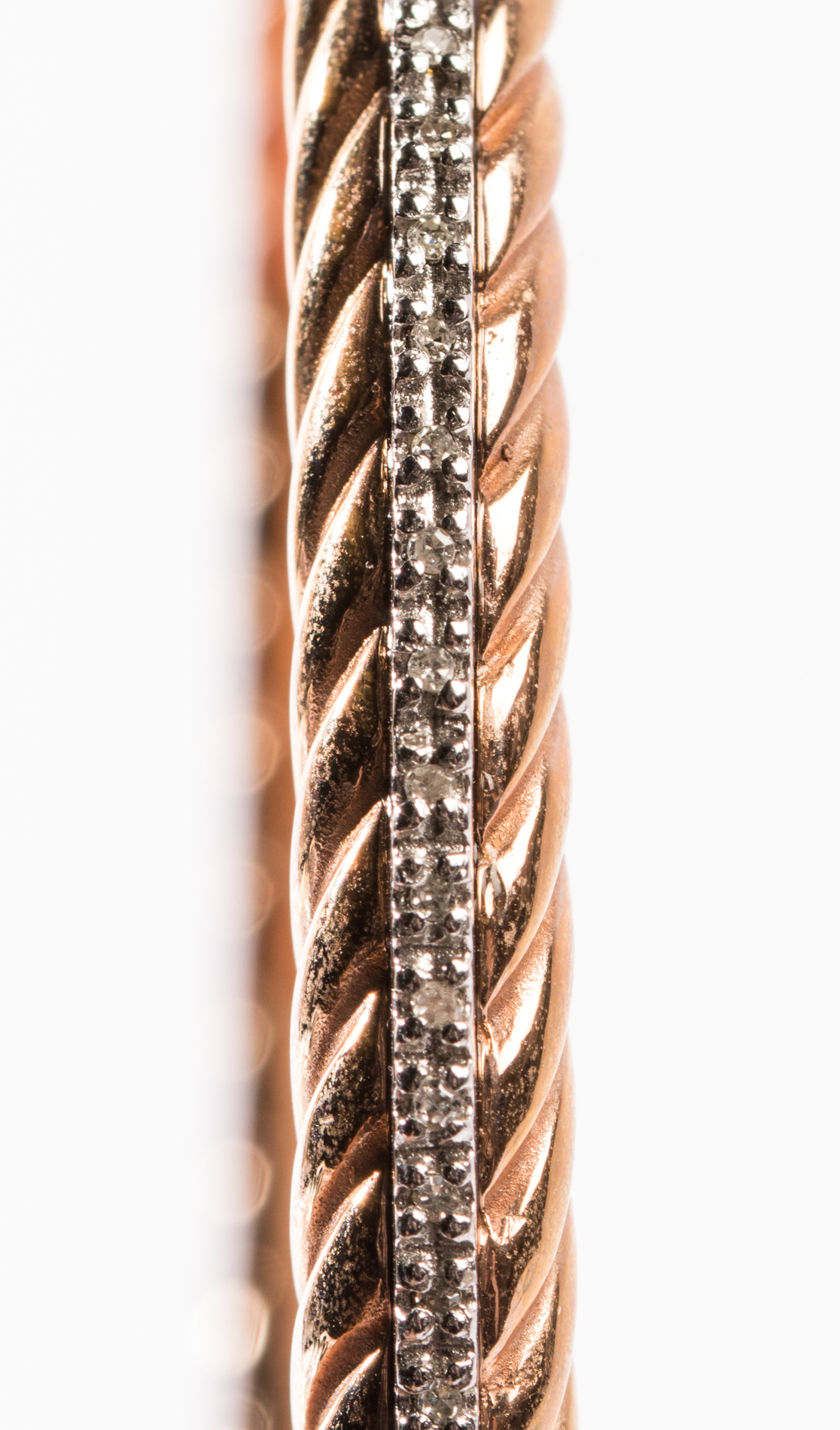 Sterling Silver Steel Diamond Bangle with Rose Gold Wash