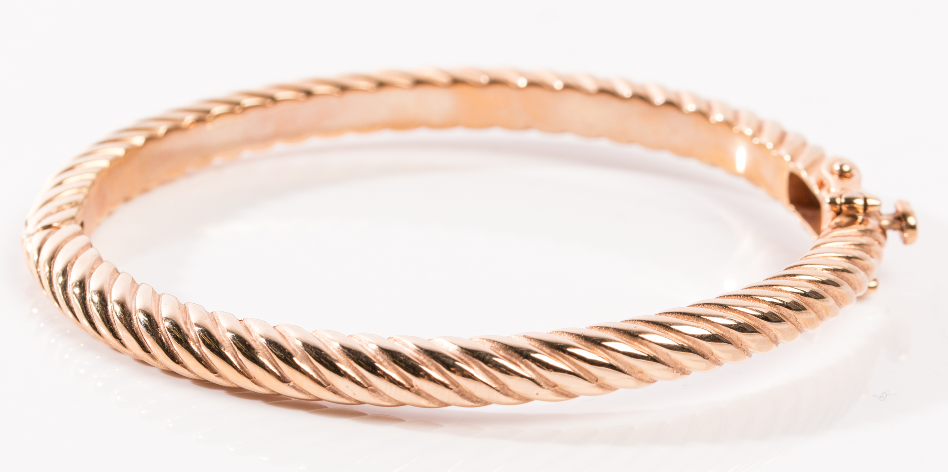 Sterling Silver Steel Diamond Bangle with Rose Gold Wash