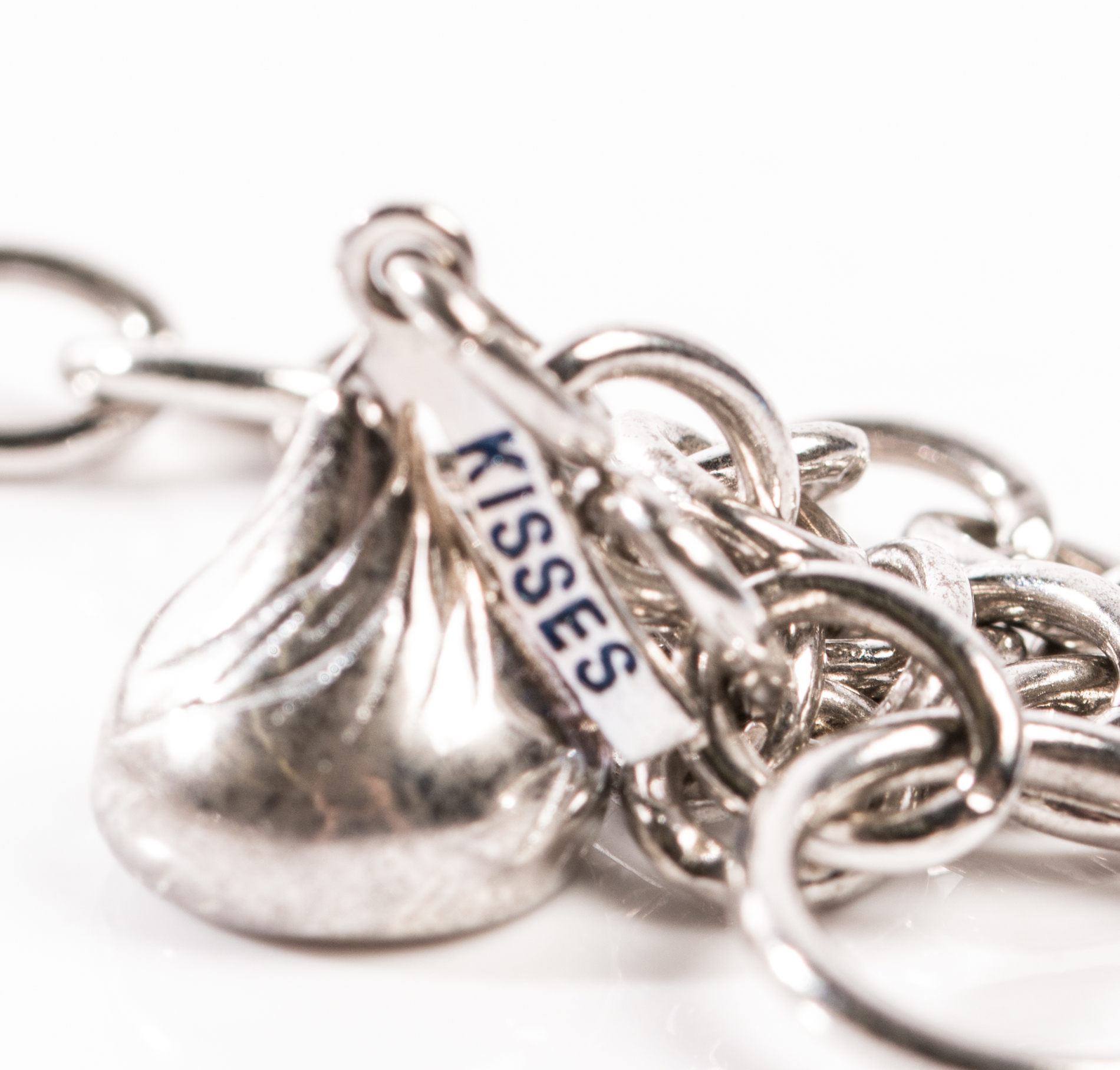 Sterling Silver Hershey's Kiss "Candy Cane" Necklace and Bracelet