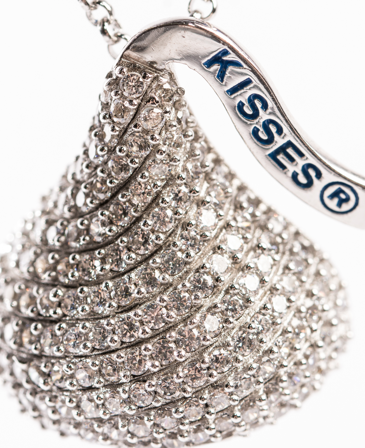 Sterling Silver Cubic Zirconia Hershey's Kiss Pendant Necklace