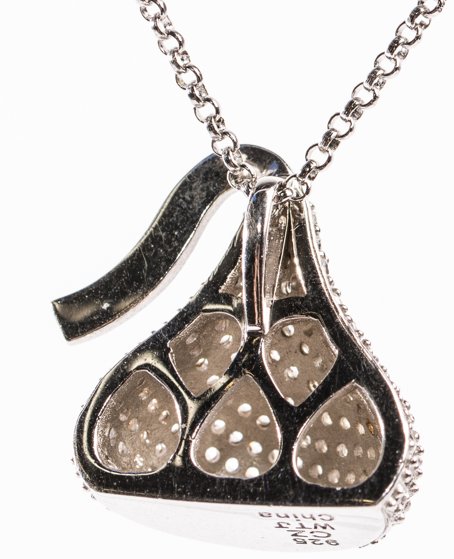 Sterling Silver Cubic Zirconia Hershey's Kiss Pendant Necklace