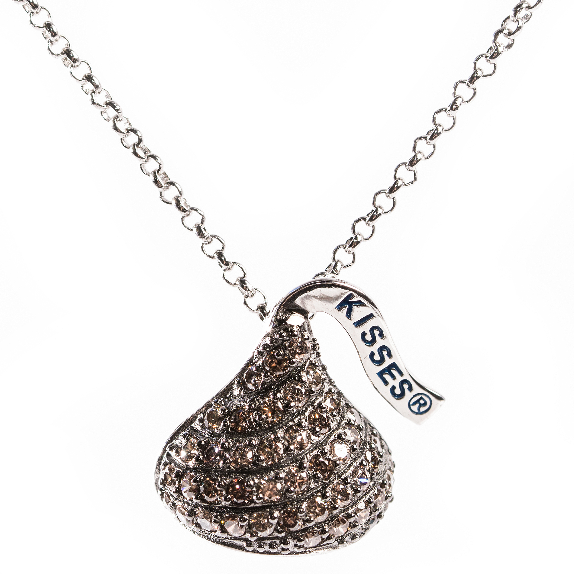 Sterling Silver Cubic Zirconia Hershey's Kiss Necklace