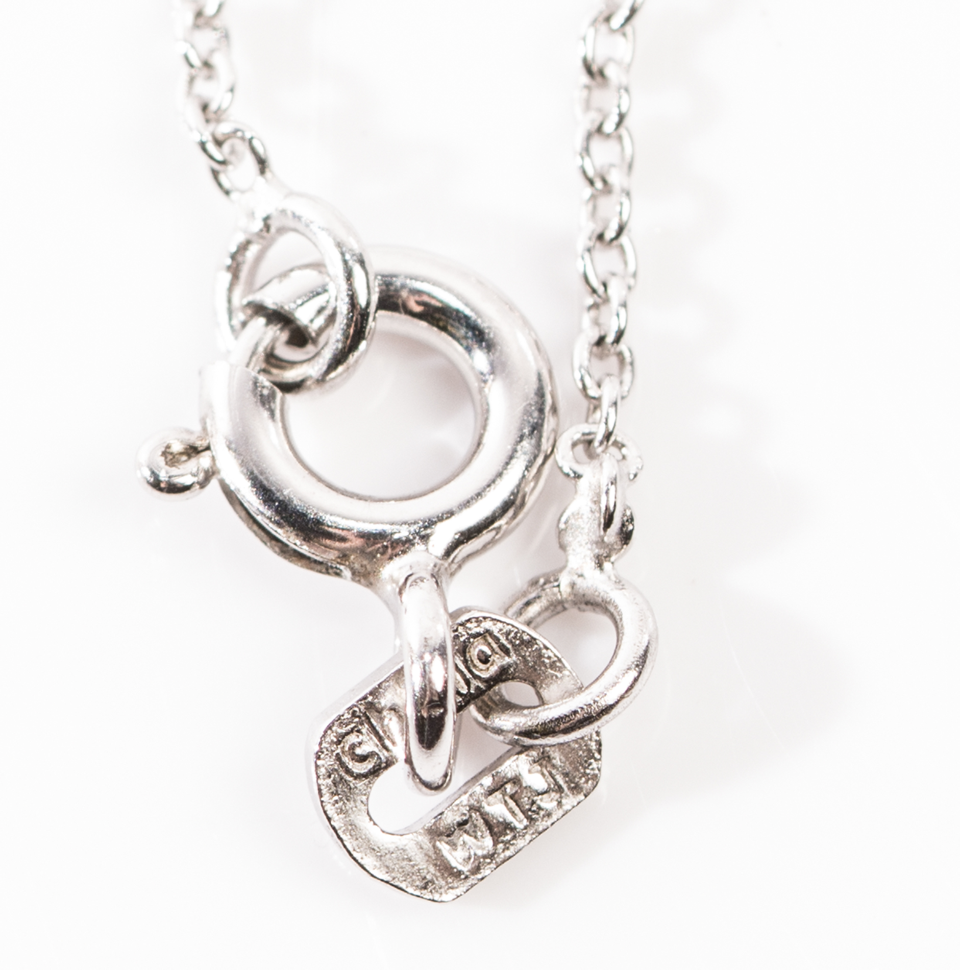 Sterling Silver Disc Charm Necklace with Diamond Heart