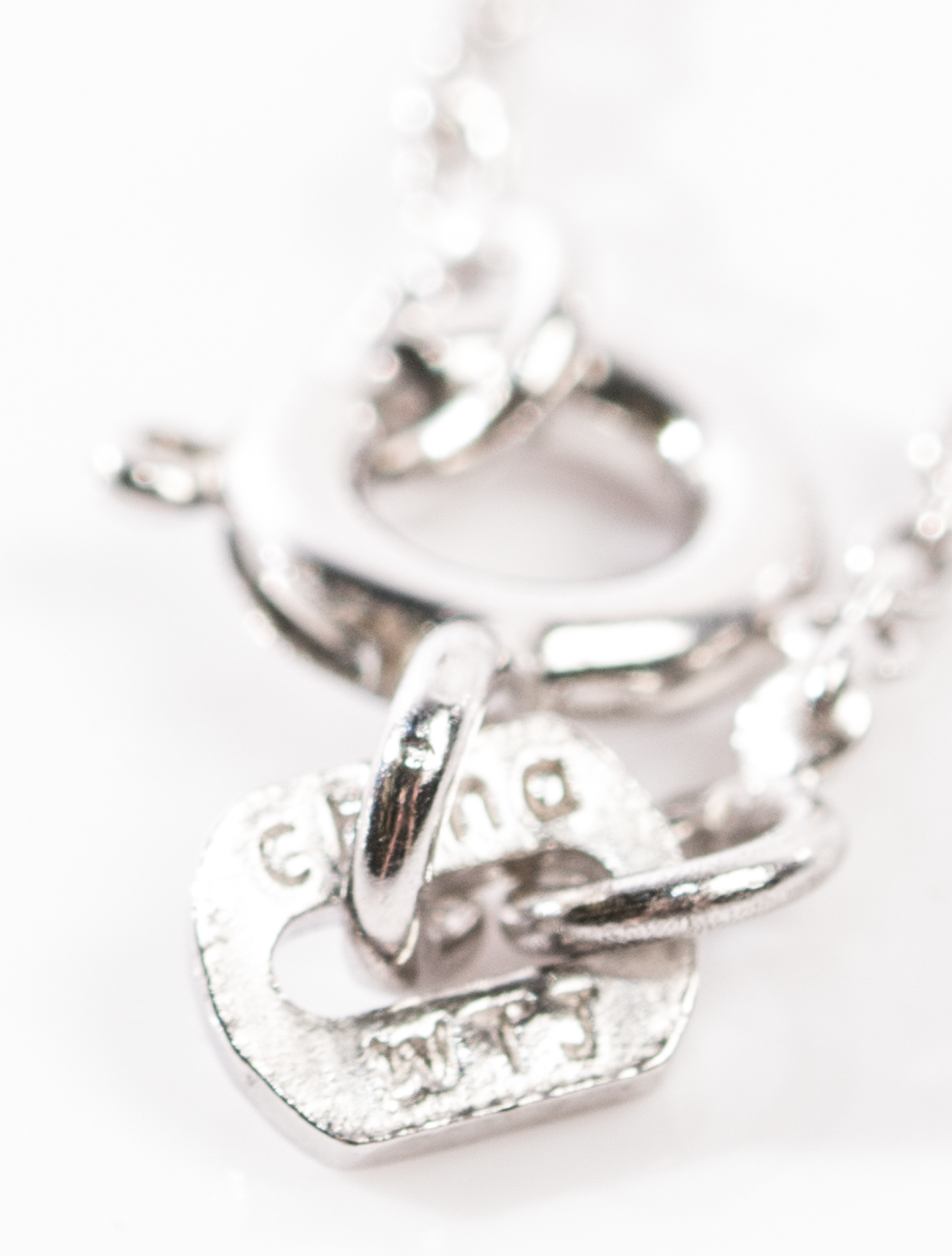 Sterling Silver Disc Charm Necklace with Diamond Heart