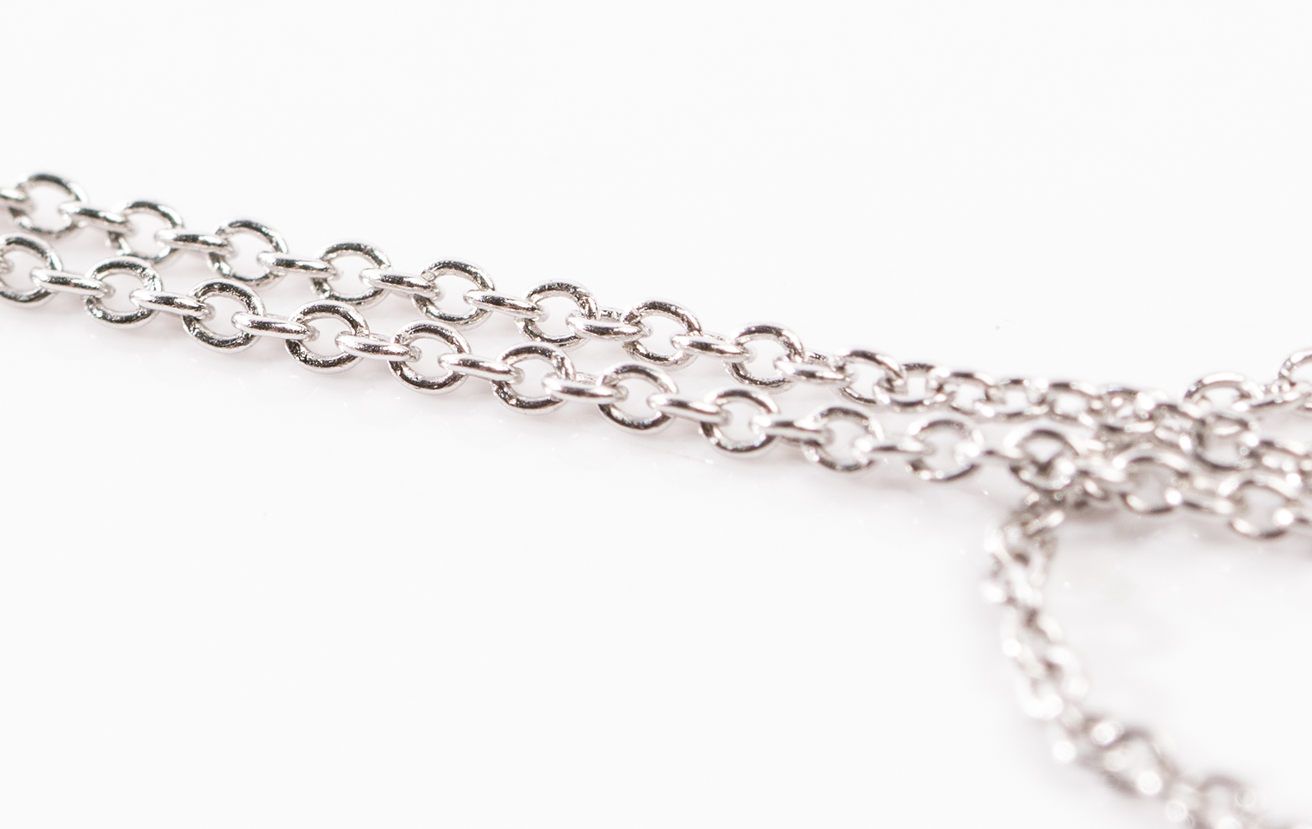 Sterling Silver Disc Charm Necklace with Diamond Heart