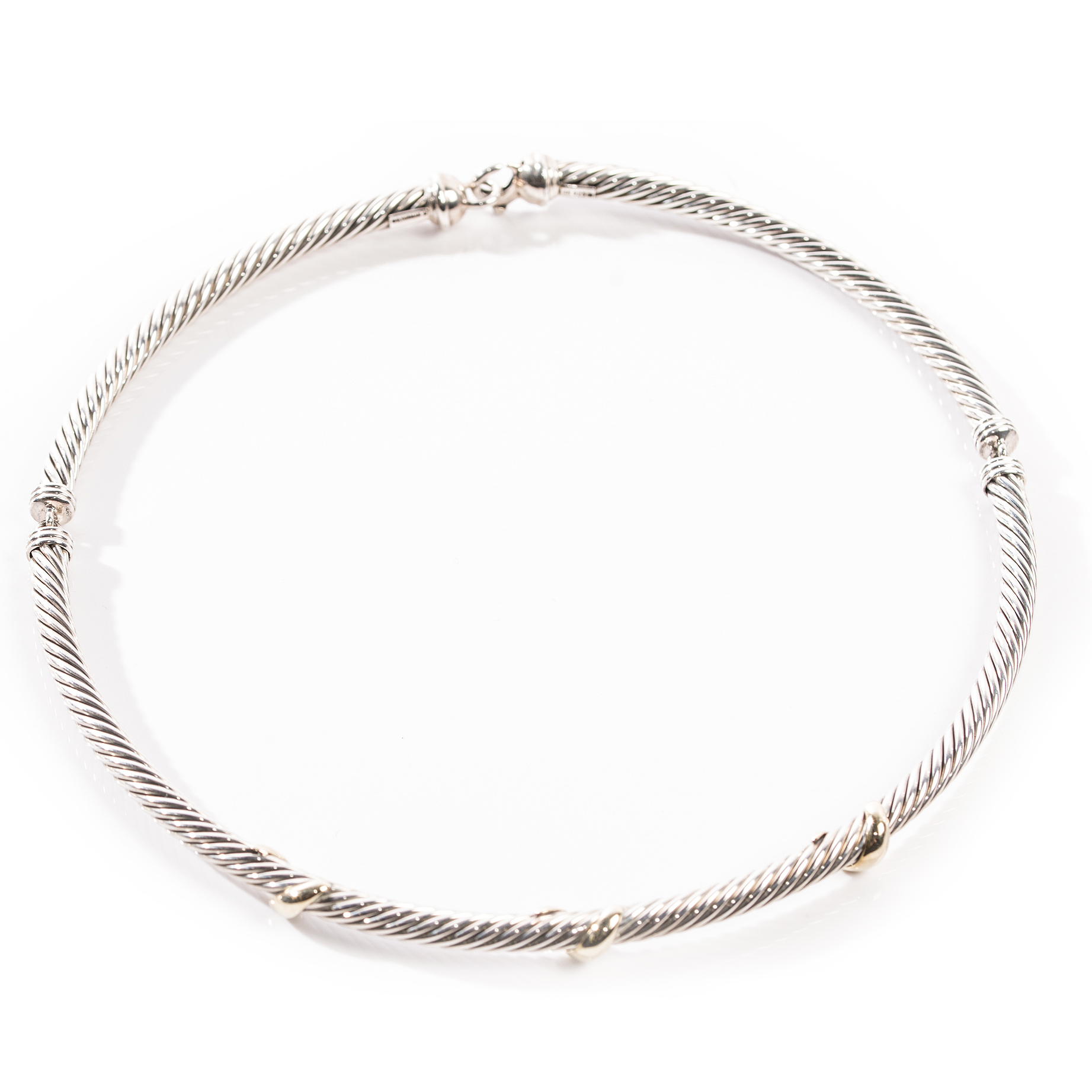 David Yurman Sterling Silver Cable Collar Necklace with 14K Yellow Gold Accents