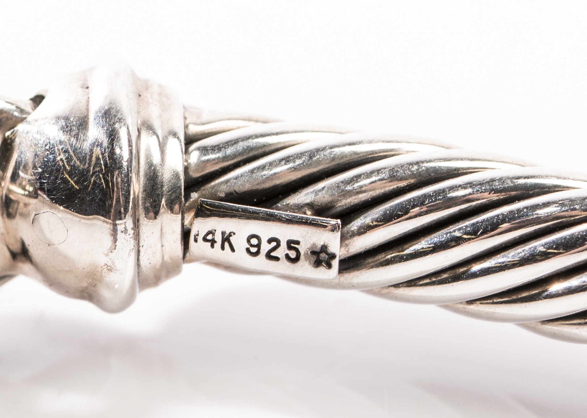 David Yurman Sterling Silver Cable Collar Necklace with 14K Yellow Gold Accents