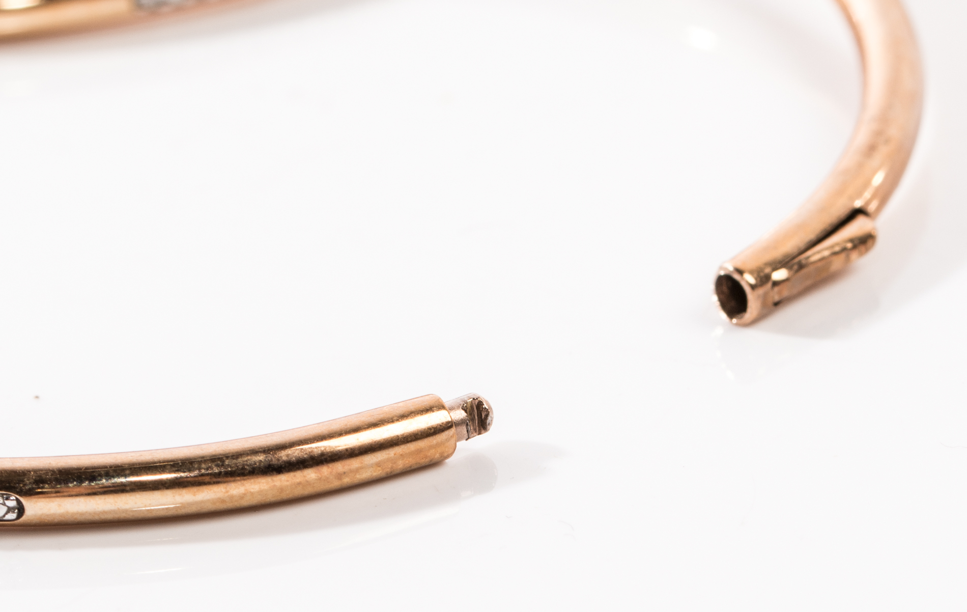 Sterling Silver Diamond Hoop Earrings and Bangles with a Rose Gold Wash