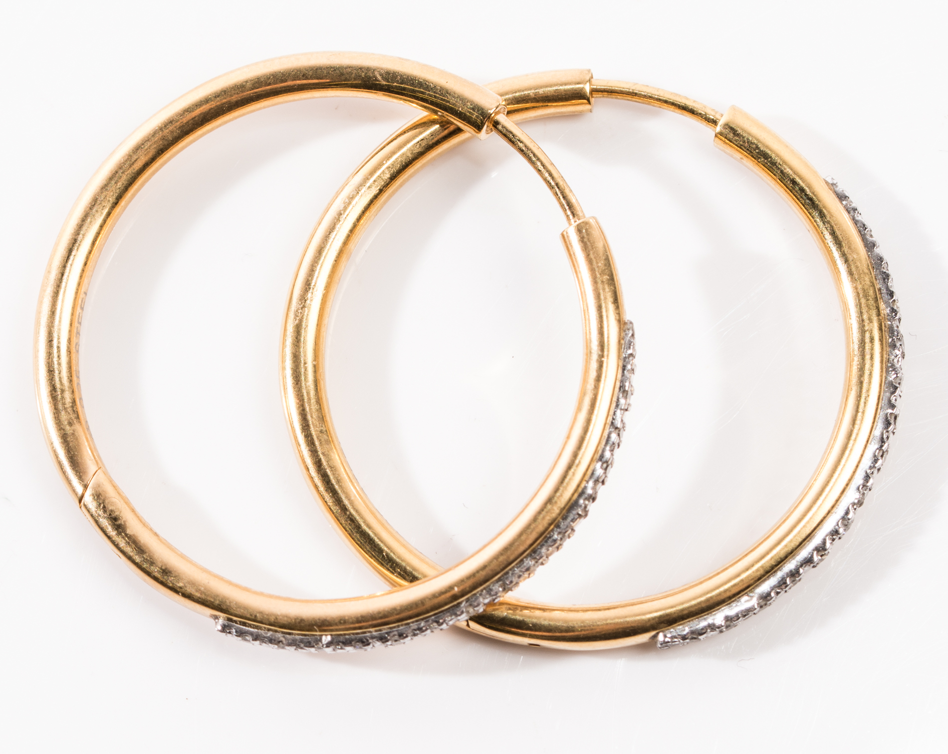 Sterling Silver Diamond Hoop Earrings and Bangles with a Gold Wash