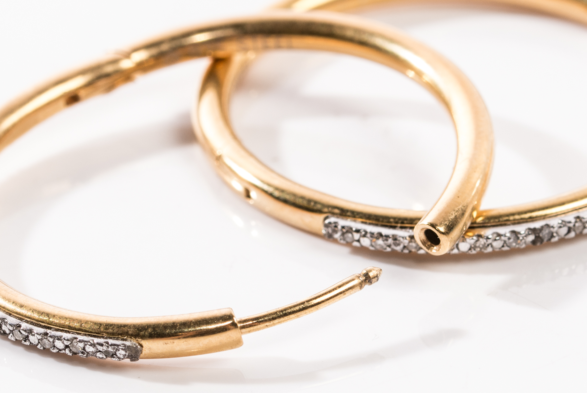 Sterling Silver Diamond Hoop Earrings and Bangles with a Gold Wash