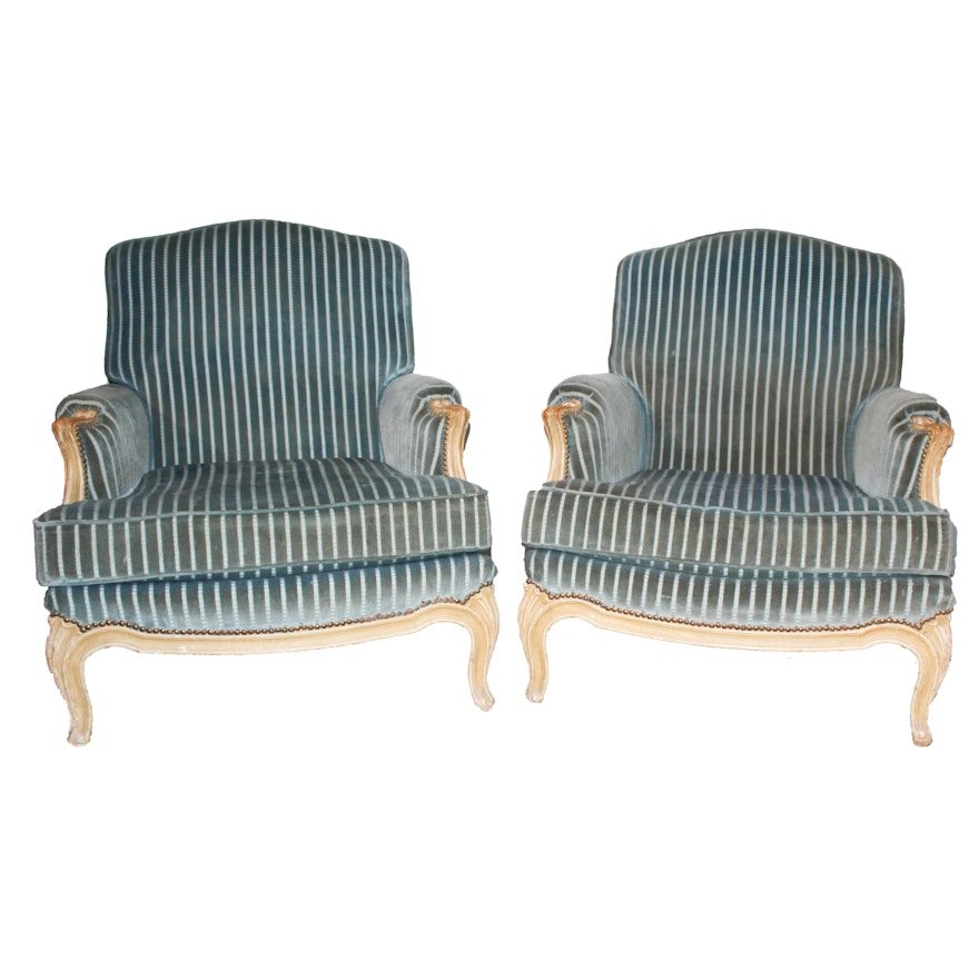 Pair of Vintage Belgian Bergère Chairs