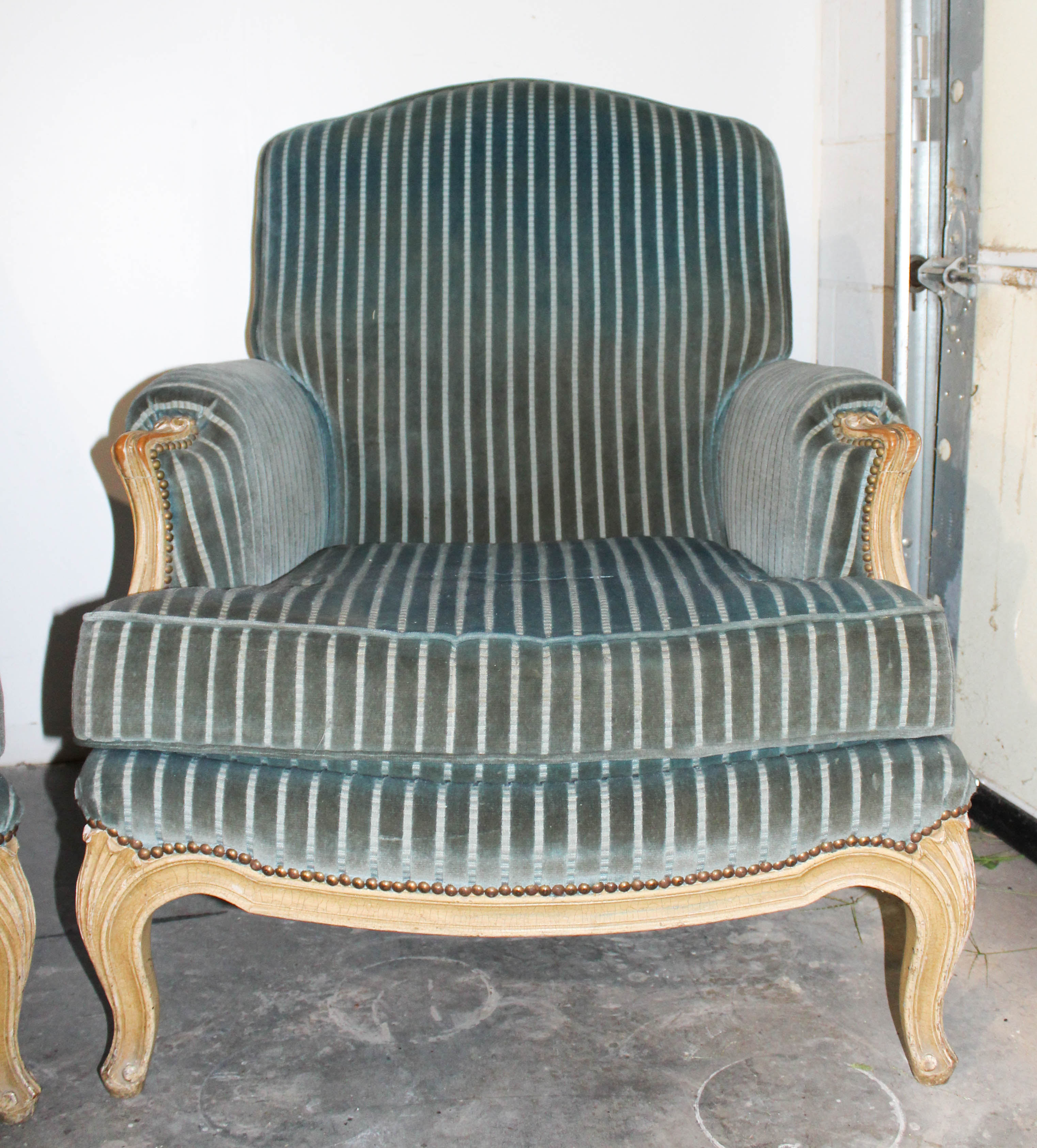 Pair of Vintage Belgian Bergère Chairs