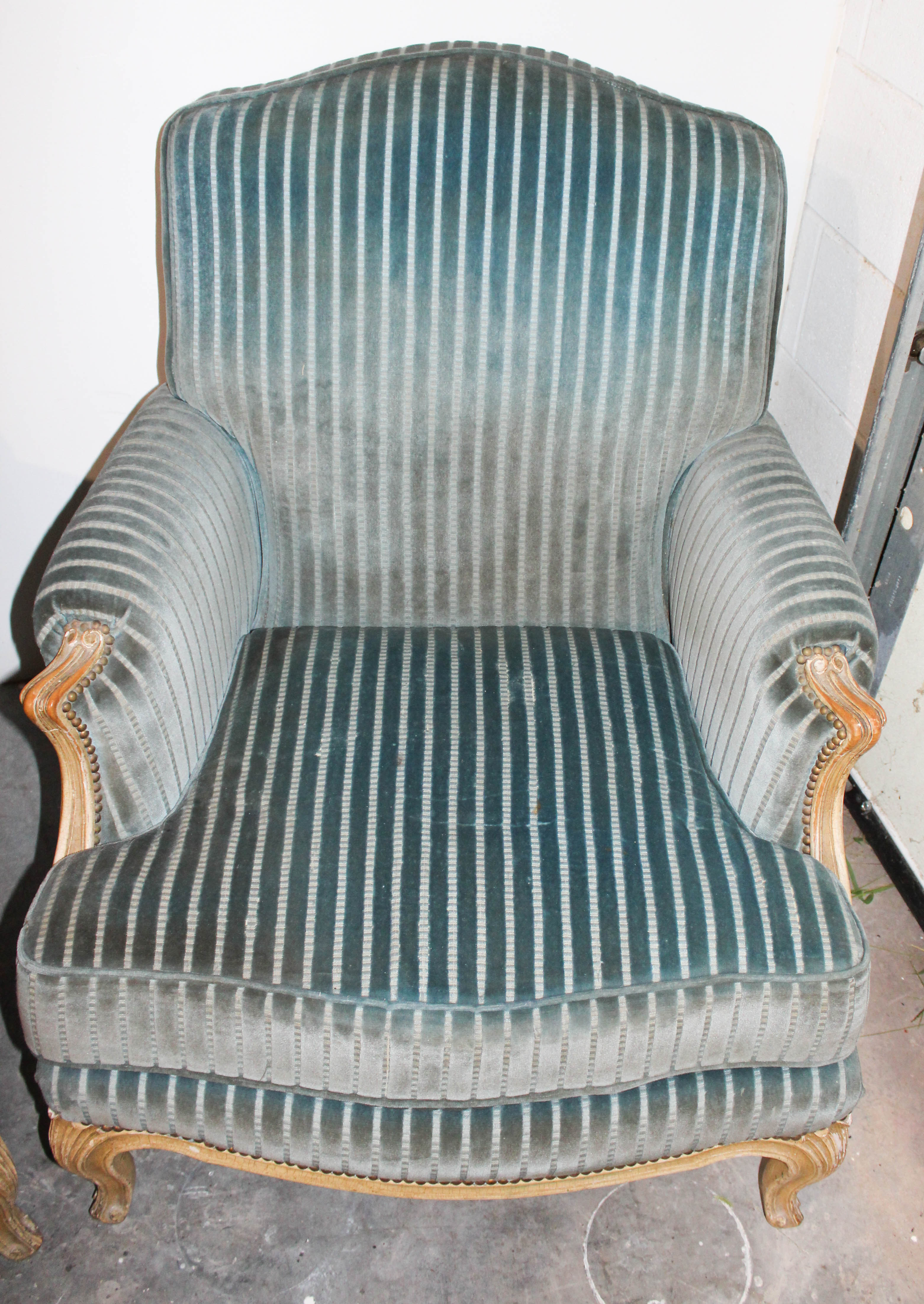 Pair of Vintage Belgian Bergère Chairs