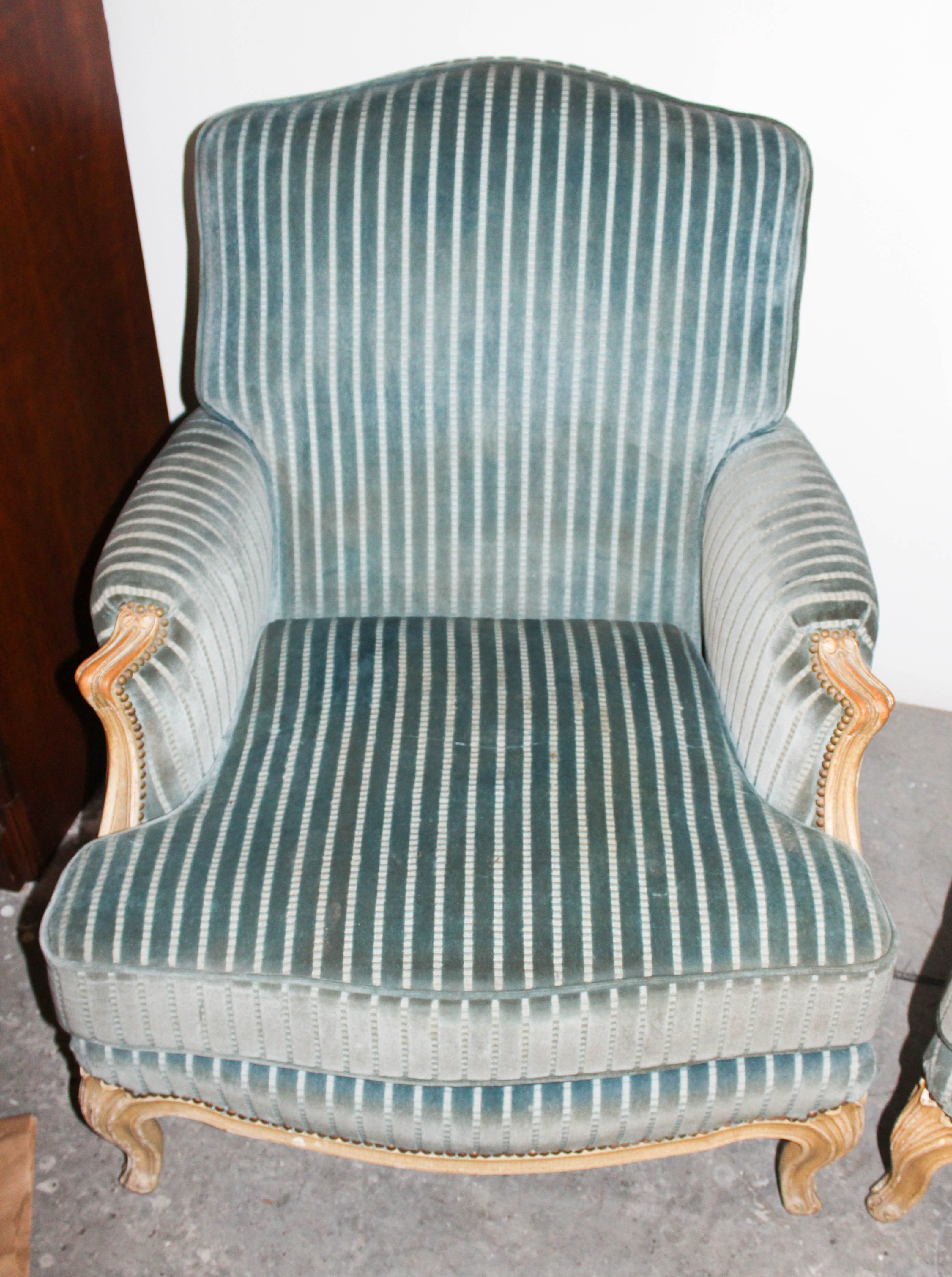 Pair of Vintage Belgian Bergère Chairs