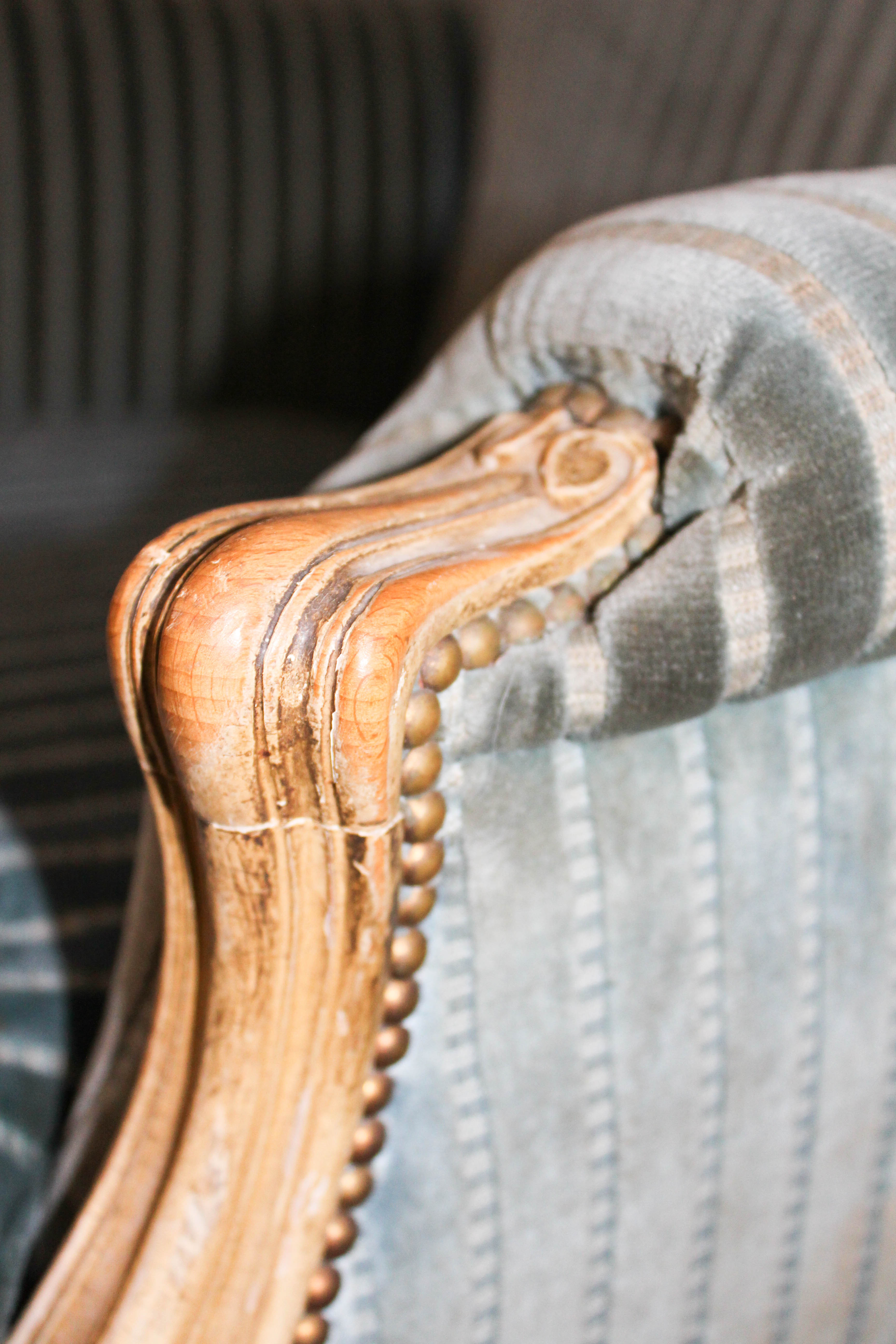Pair of Vintage Belgian Bergère Chairs