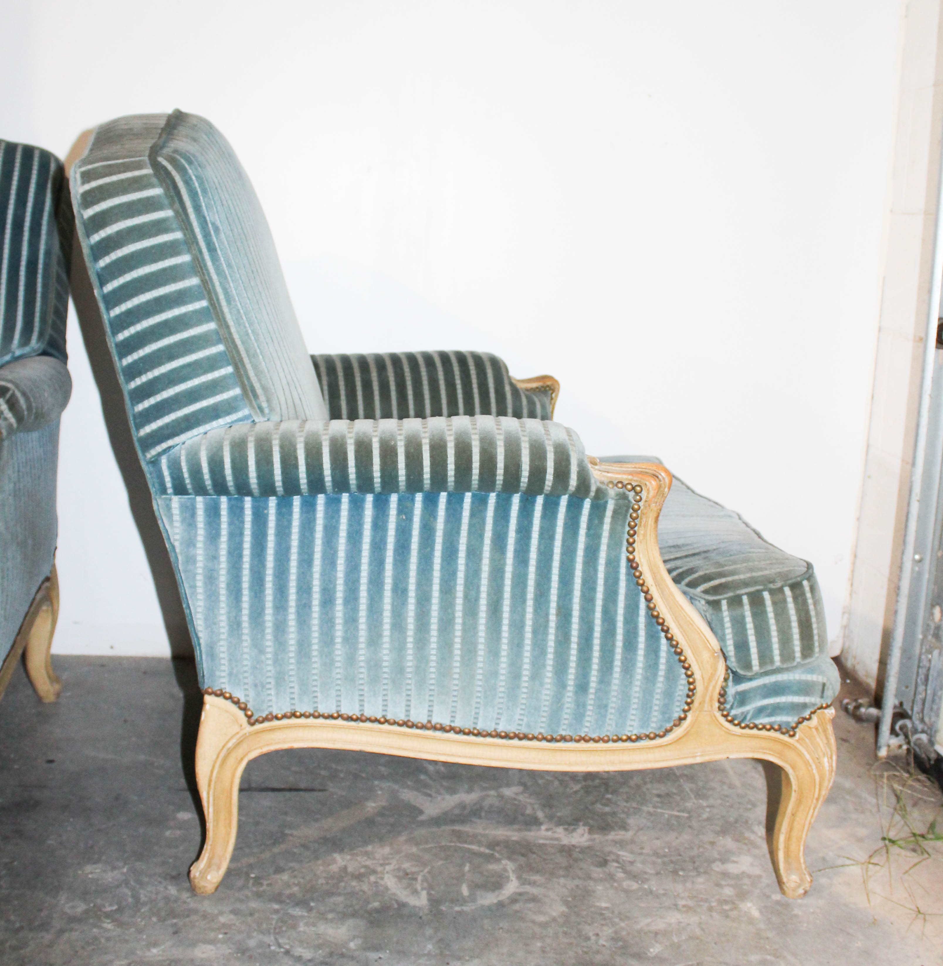 Pair of Vintage Belgian Bergère Chairs